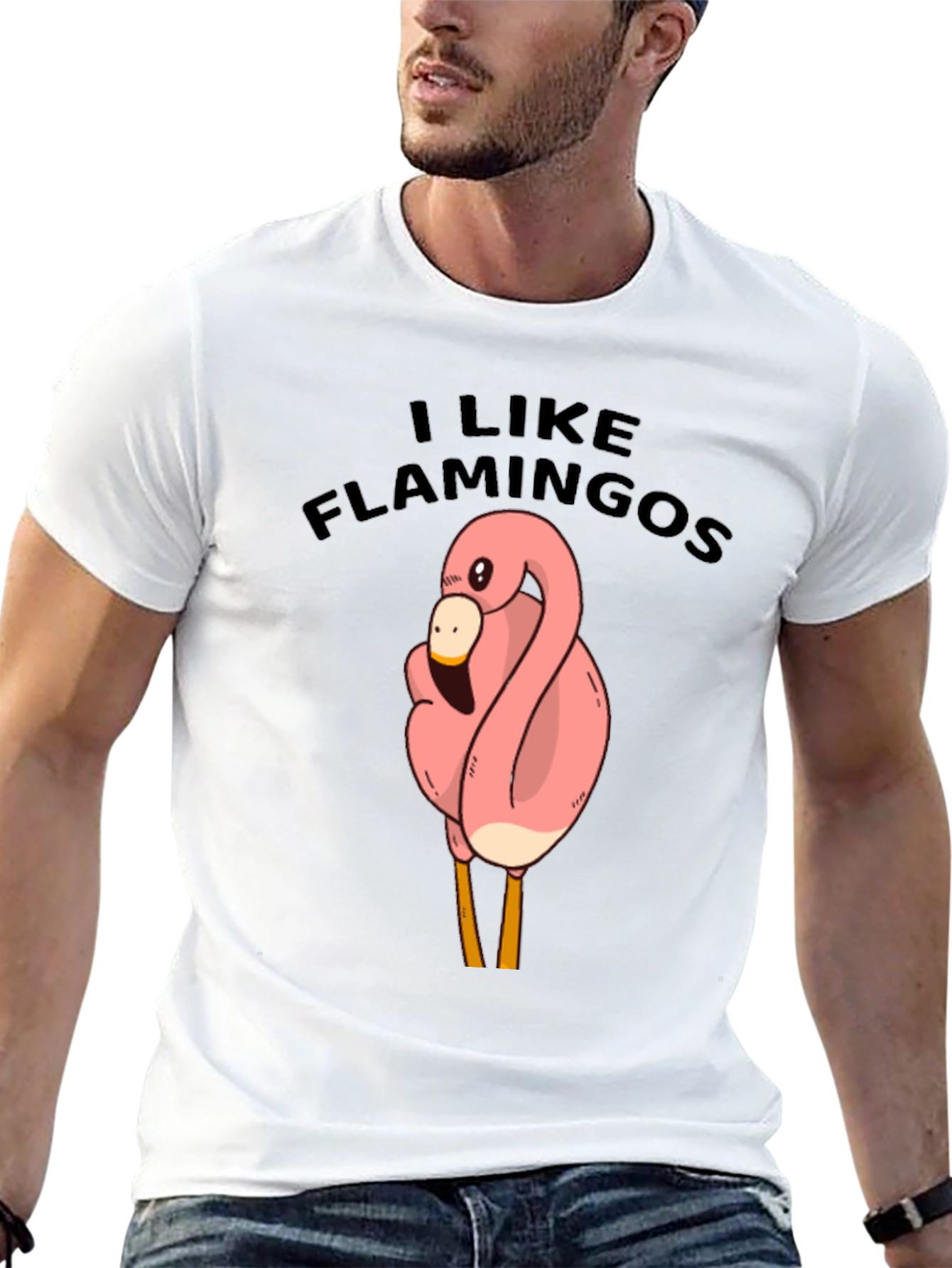 I Like Flamingos Black T-Shirt