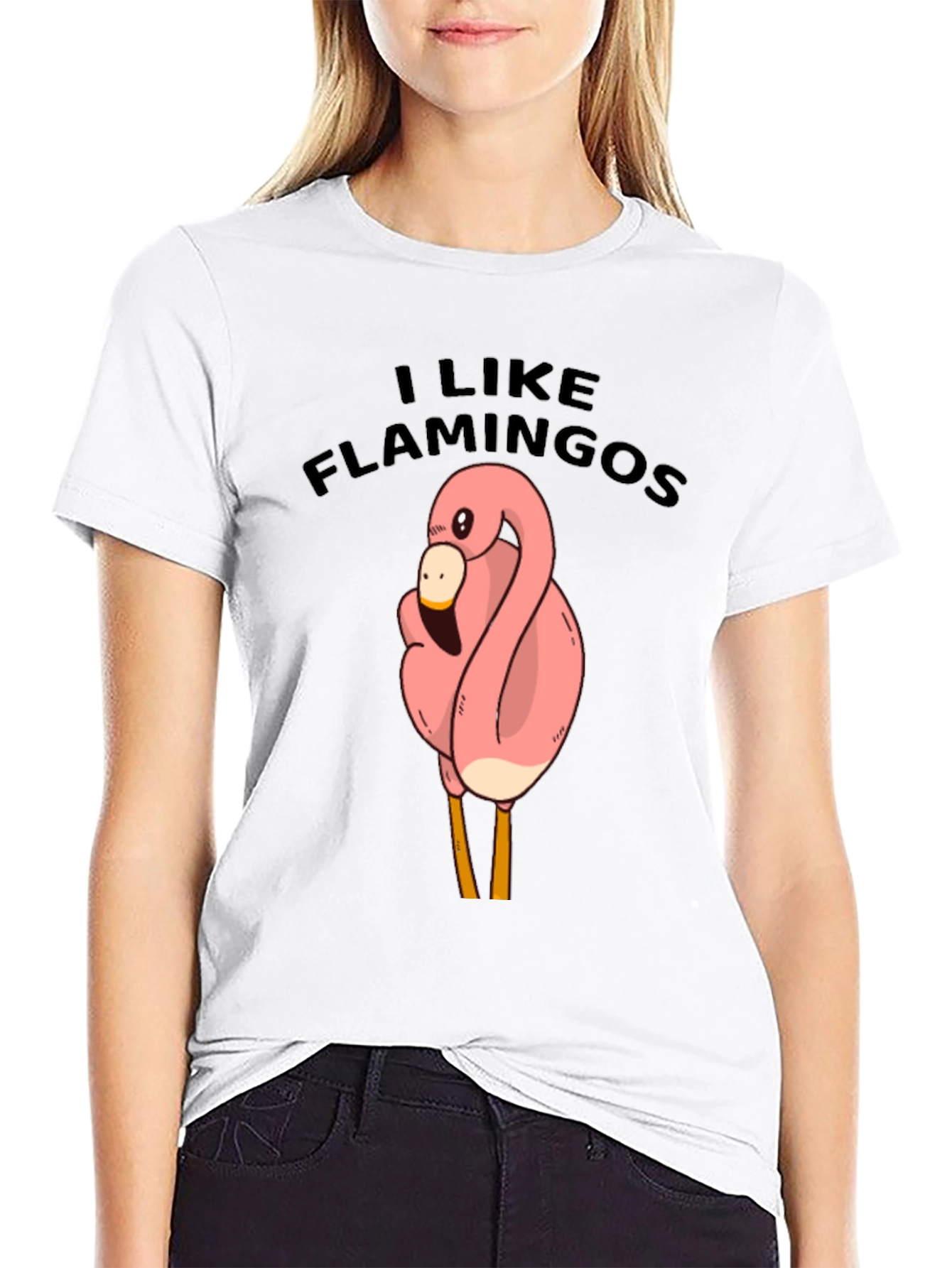 I Like Flamingos Black T-Shirt