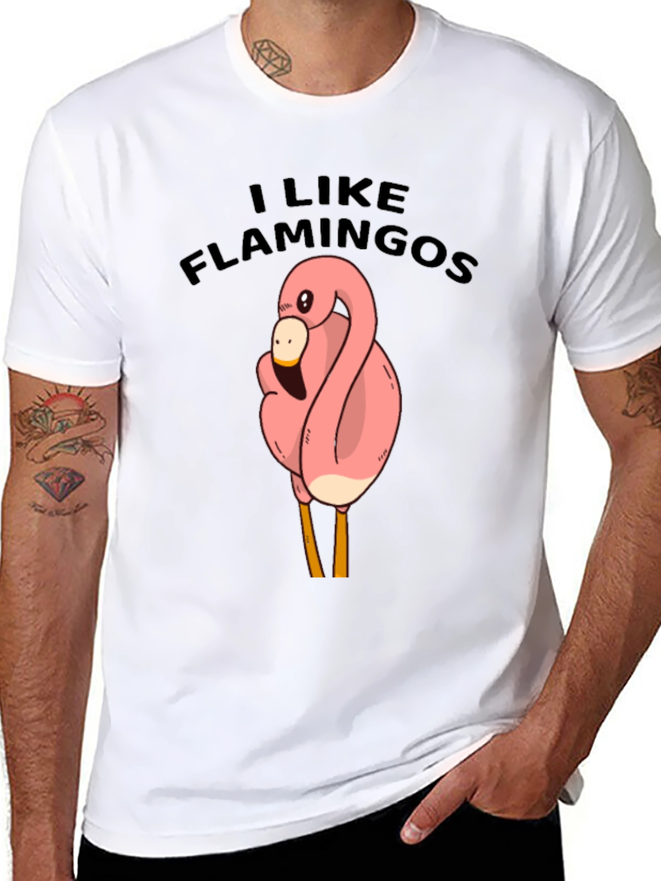 I Like Flamingos Black T-Shirt