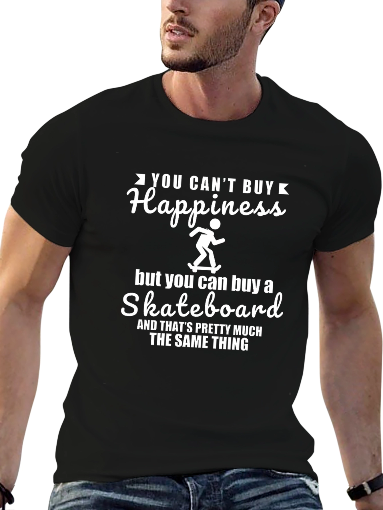 Happiness Skateboard Graphic T-Shirt