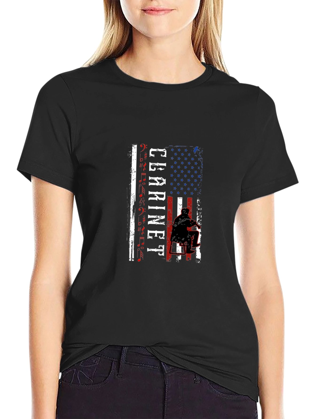 Clarinet Player American Flag T-Shirt
