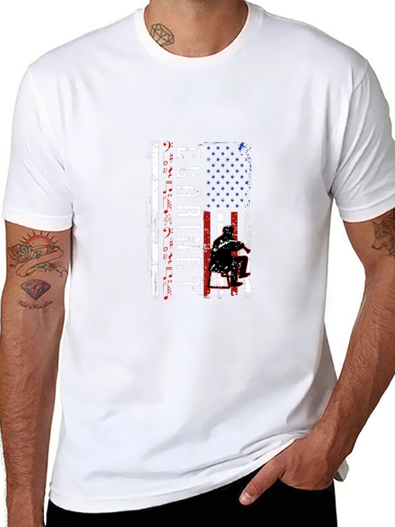 Clarinet Player American Flag T-Shirt