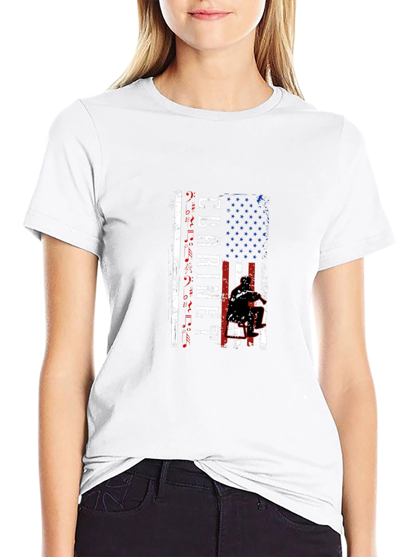 Clarinet Player American Flag T-Shirt