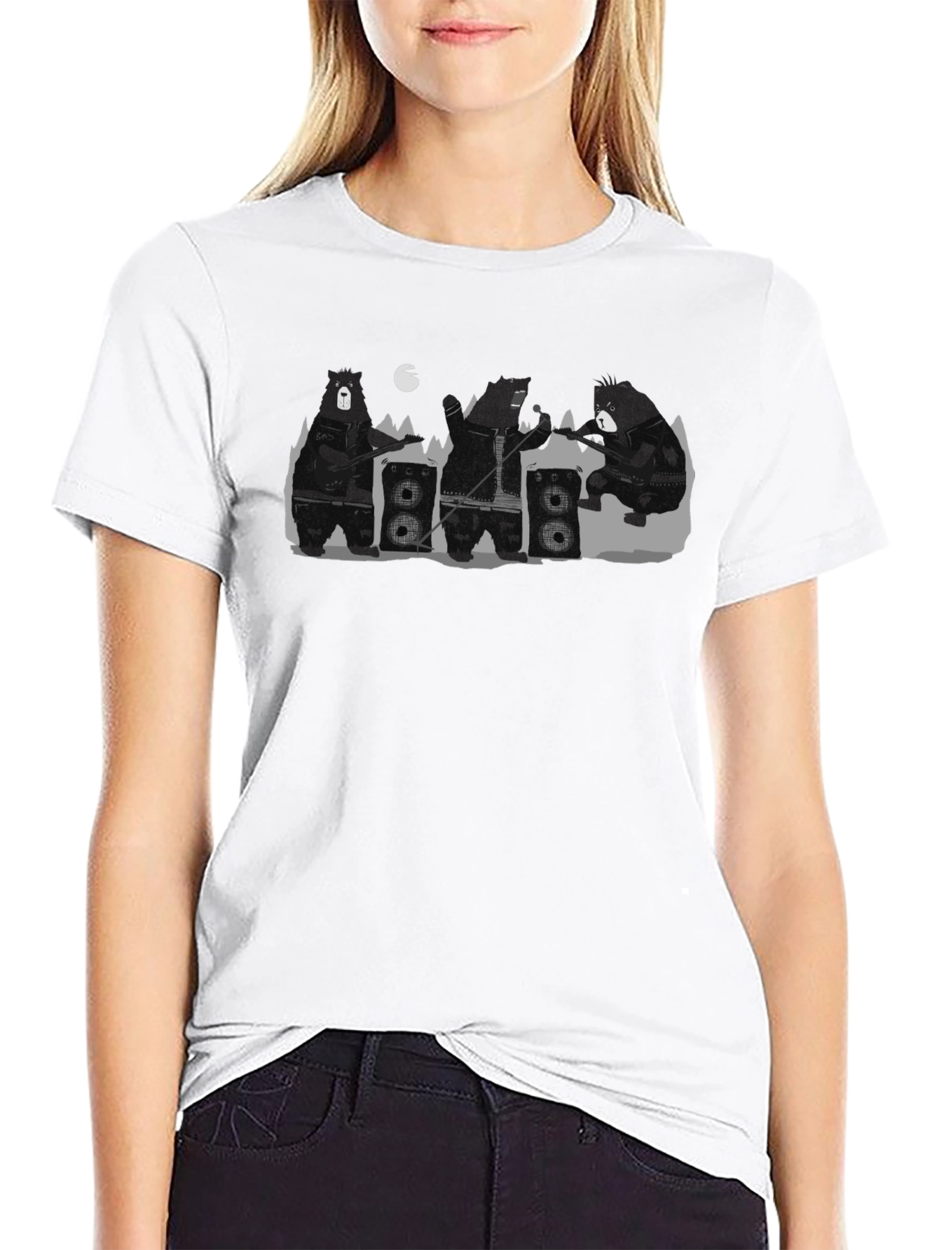 Bear Band Graphic Print T-Shirt