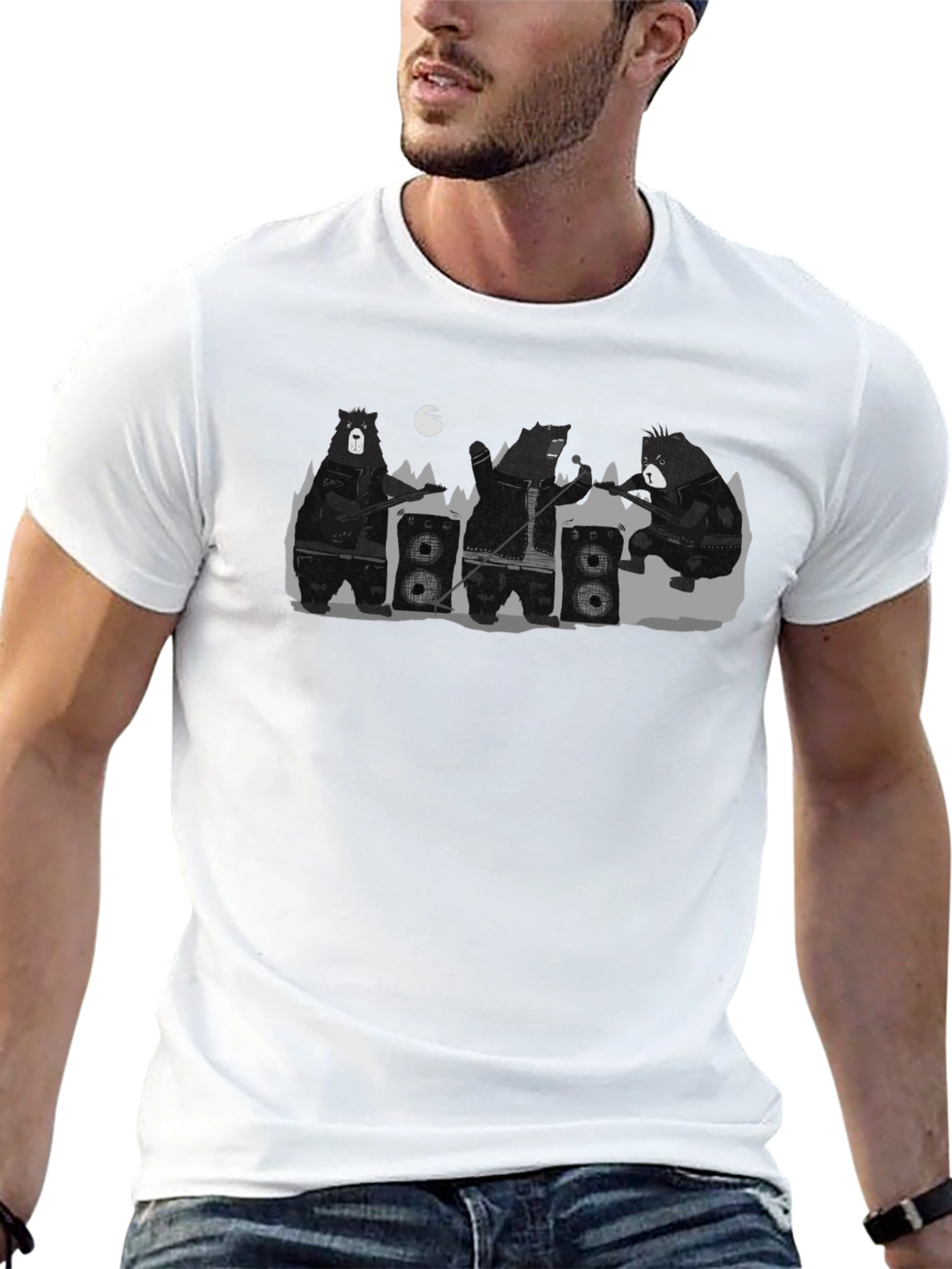 Bear Band Graphic Print T-Shirt