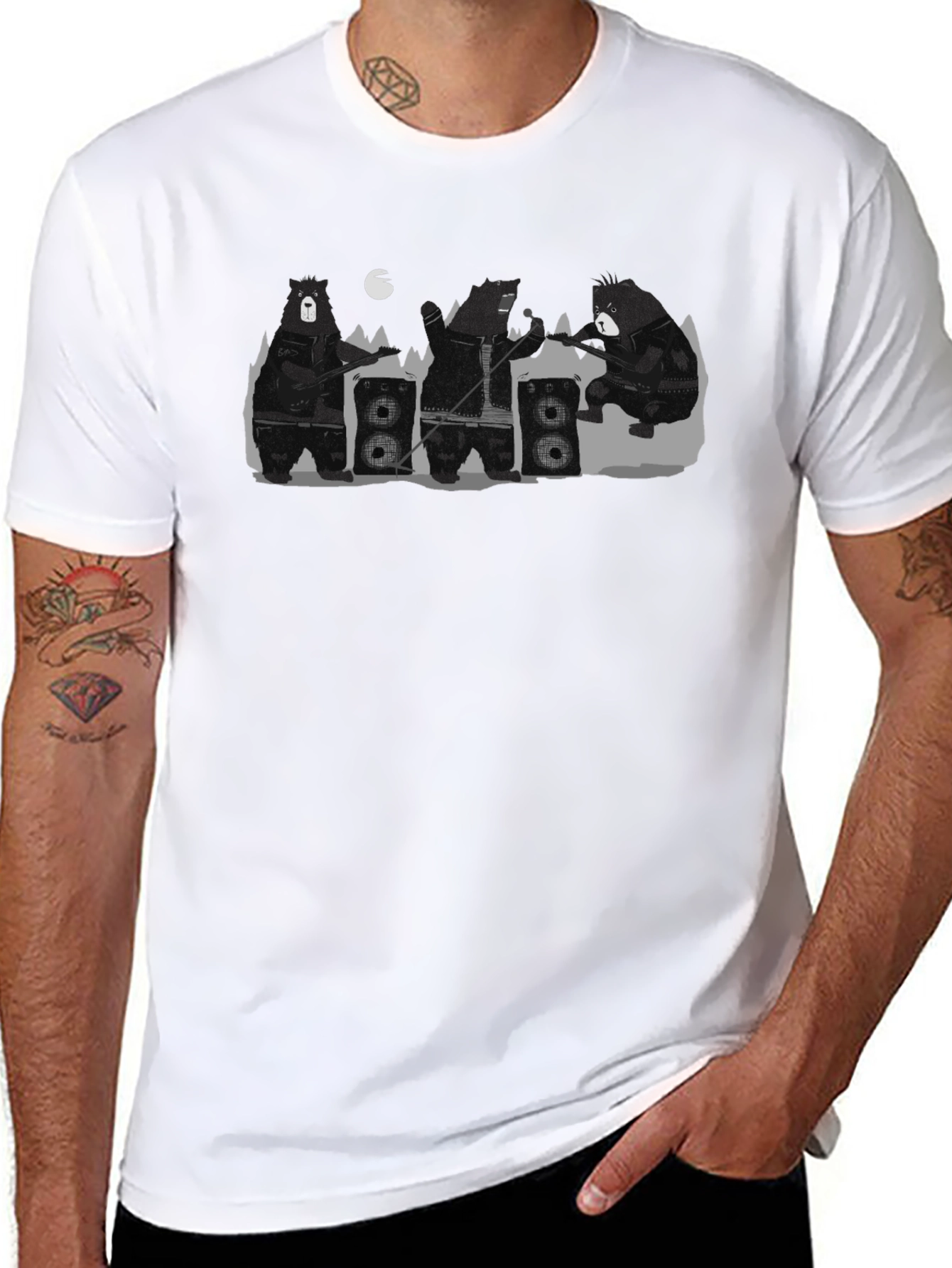 Bear Band Graphic Print T-Shirt