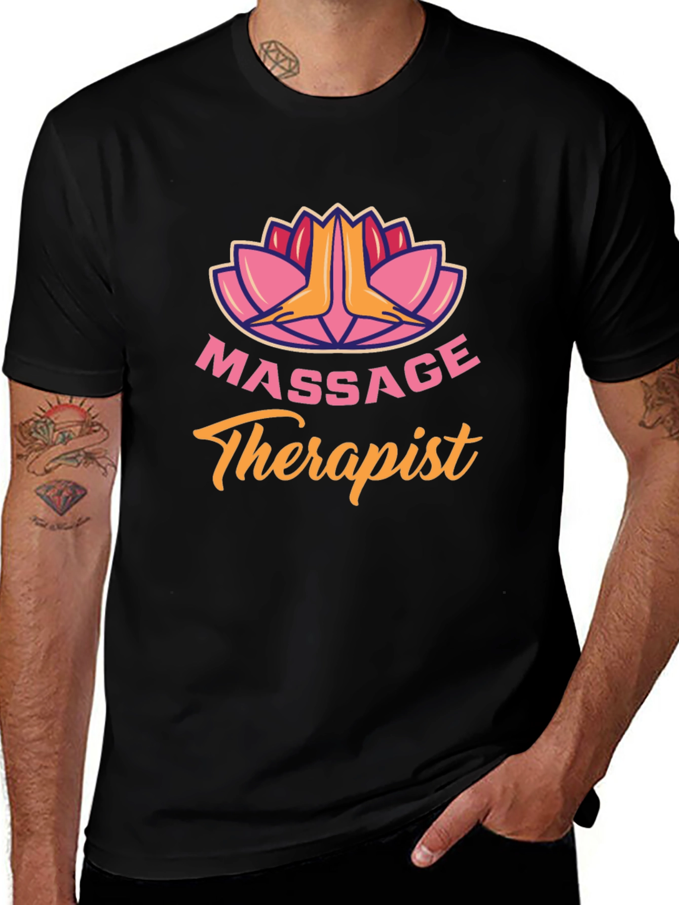 Massage Therapist Black T-Shirt Relaxing Spa Gift Idea