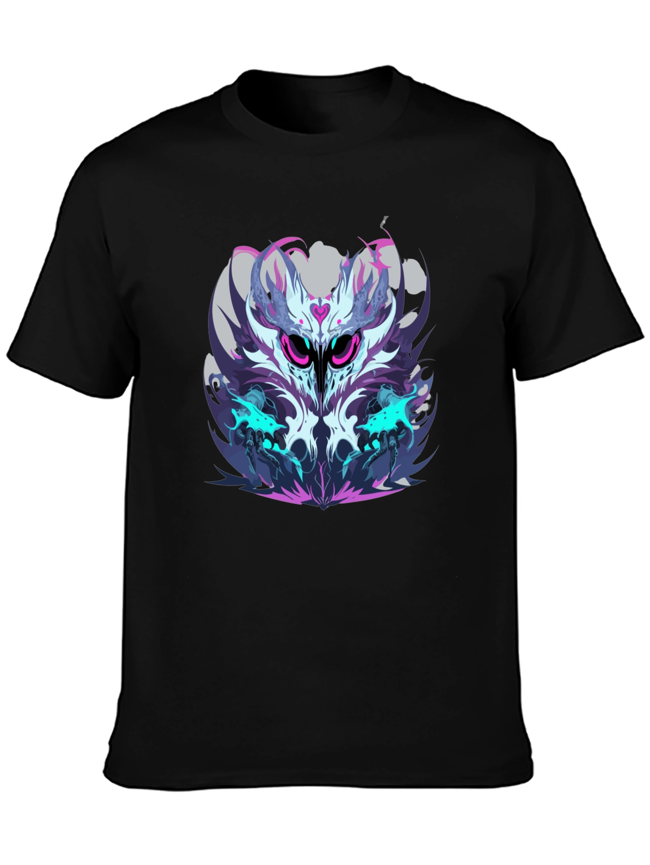 Mens Black Graphic Tee - Abstract Owl Design