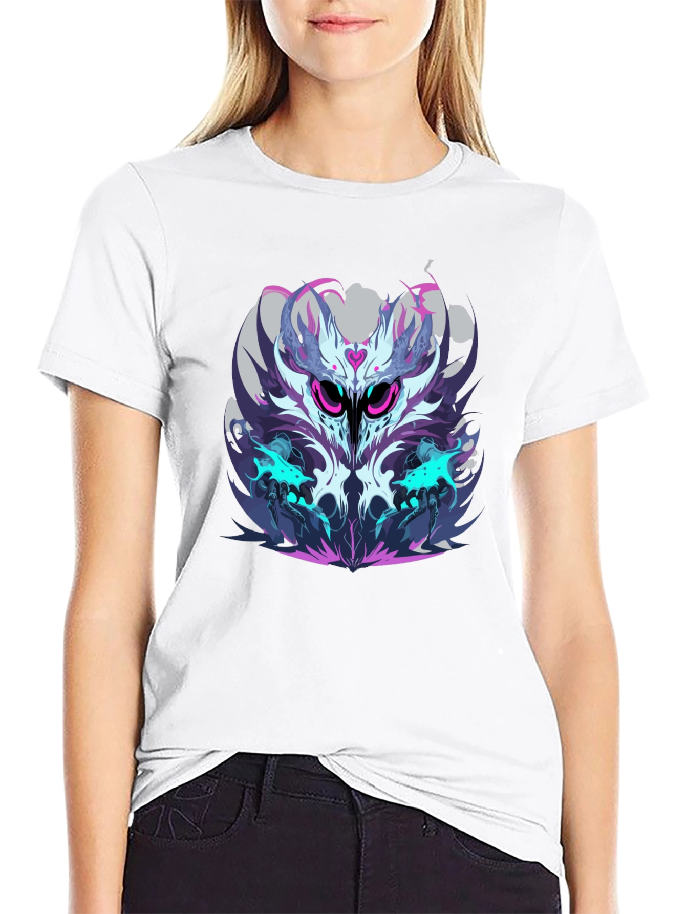 Mens Black Graphic Tee - Abstract Owl Design