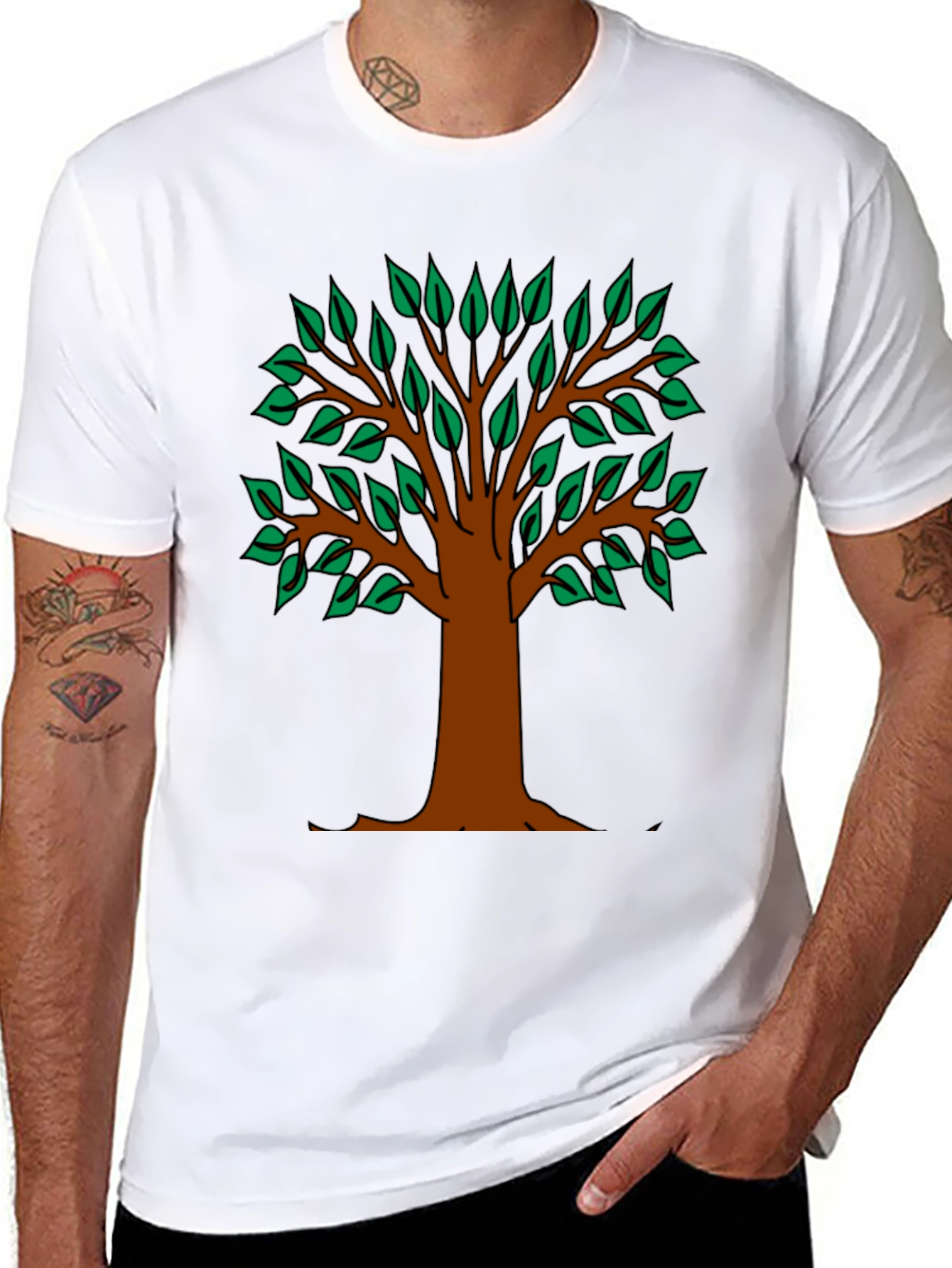 Nature Tree Graphic T-Shirt - Black