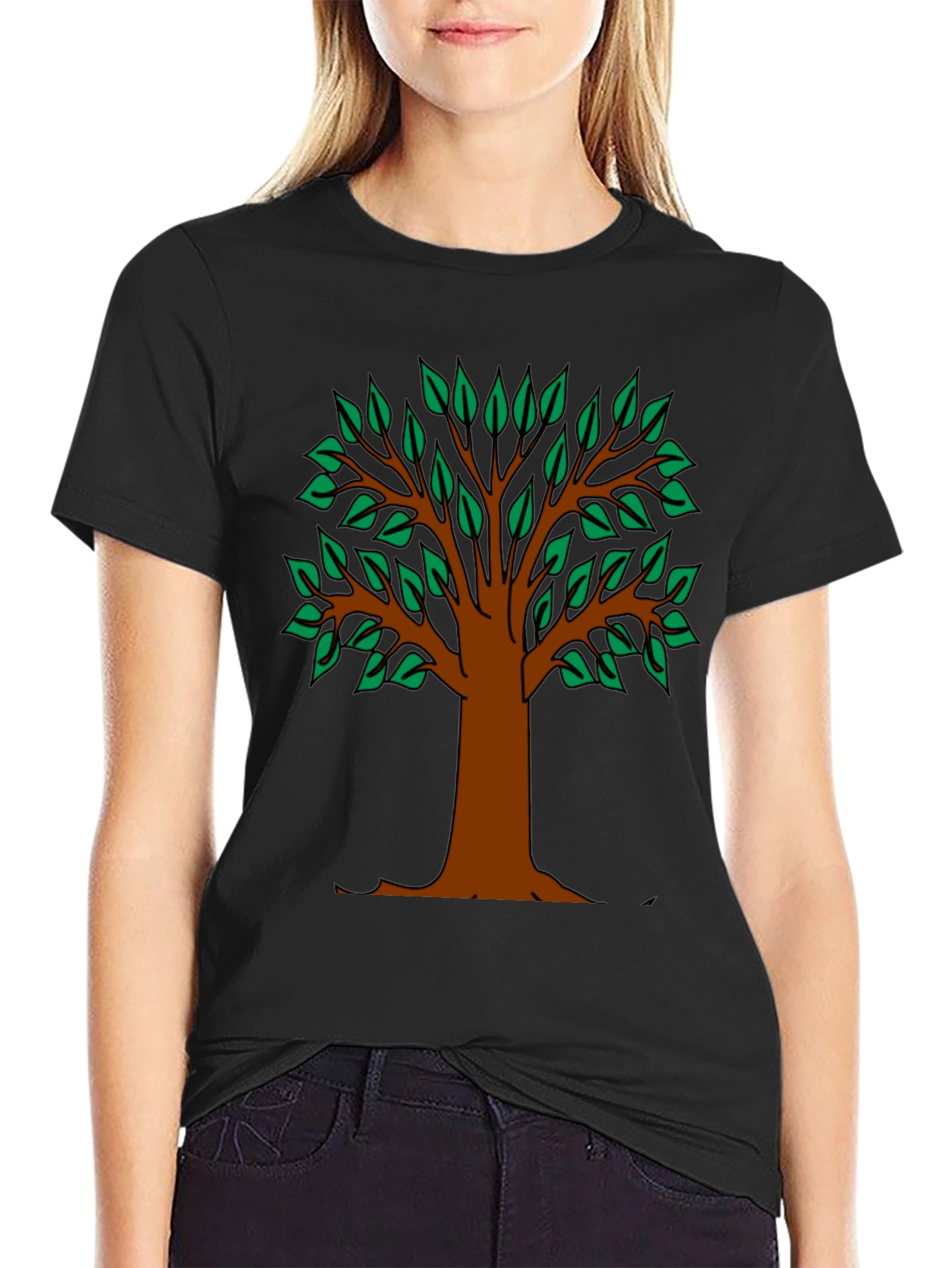 Nature Tree Graphic T-Shirt - Black