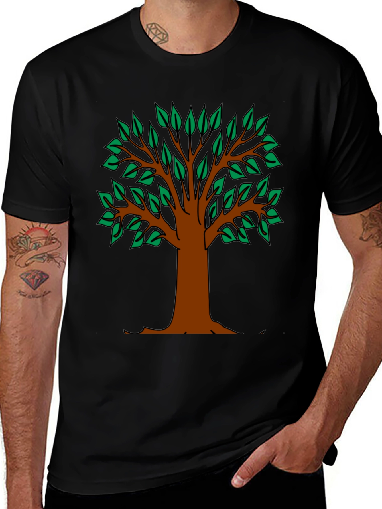 Nature Tree Graphic T-Shirt - Black