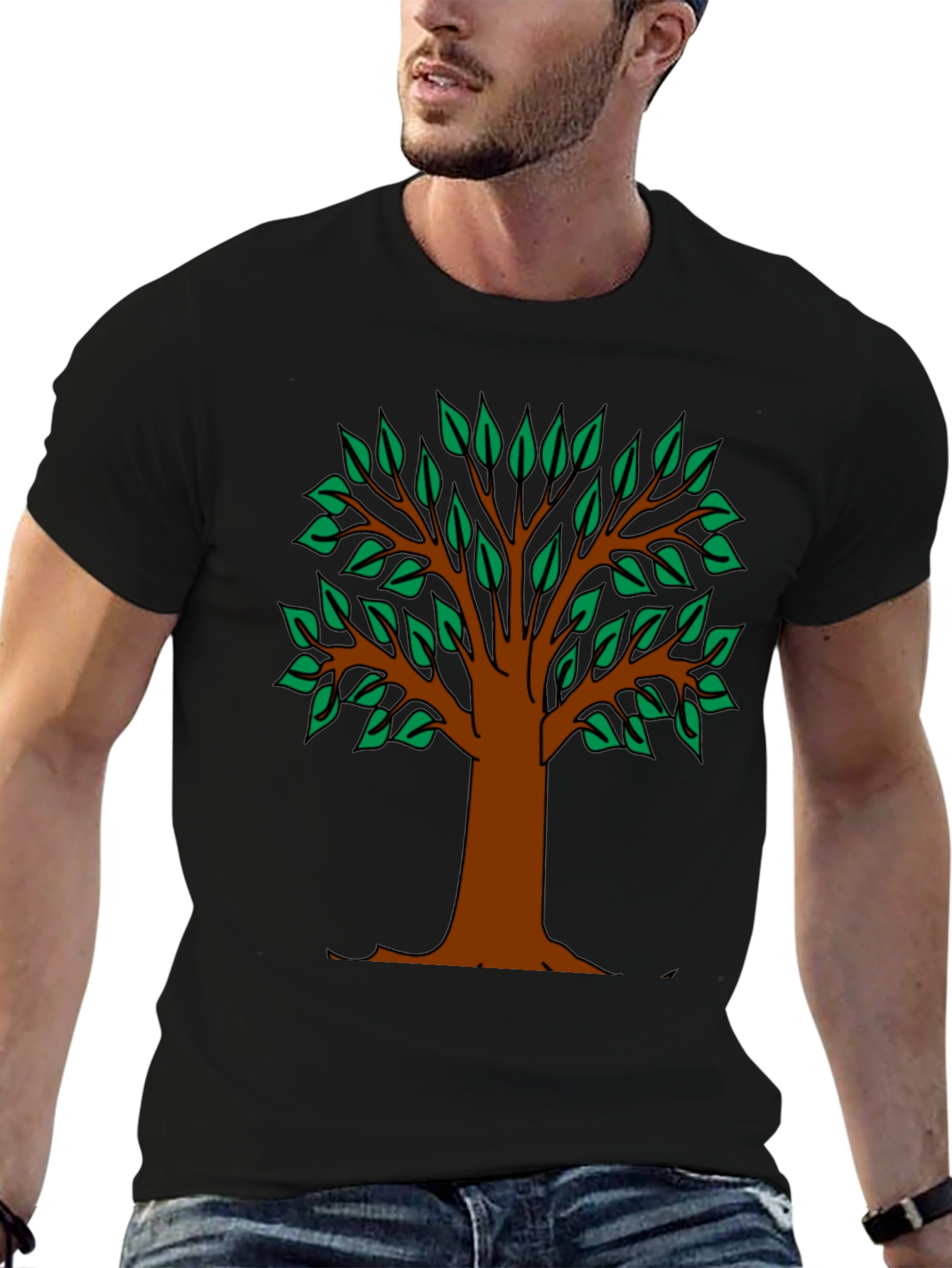 Nature Tree Graphic T-Shirt - Black