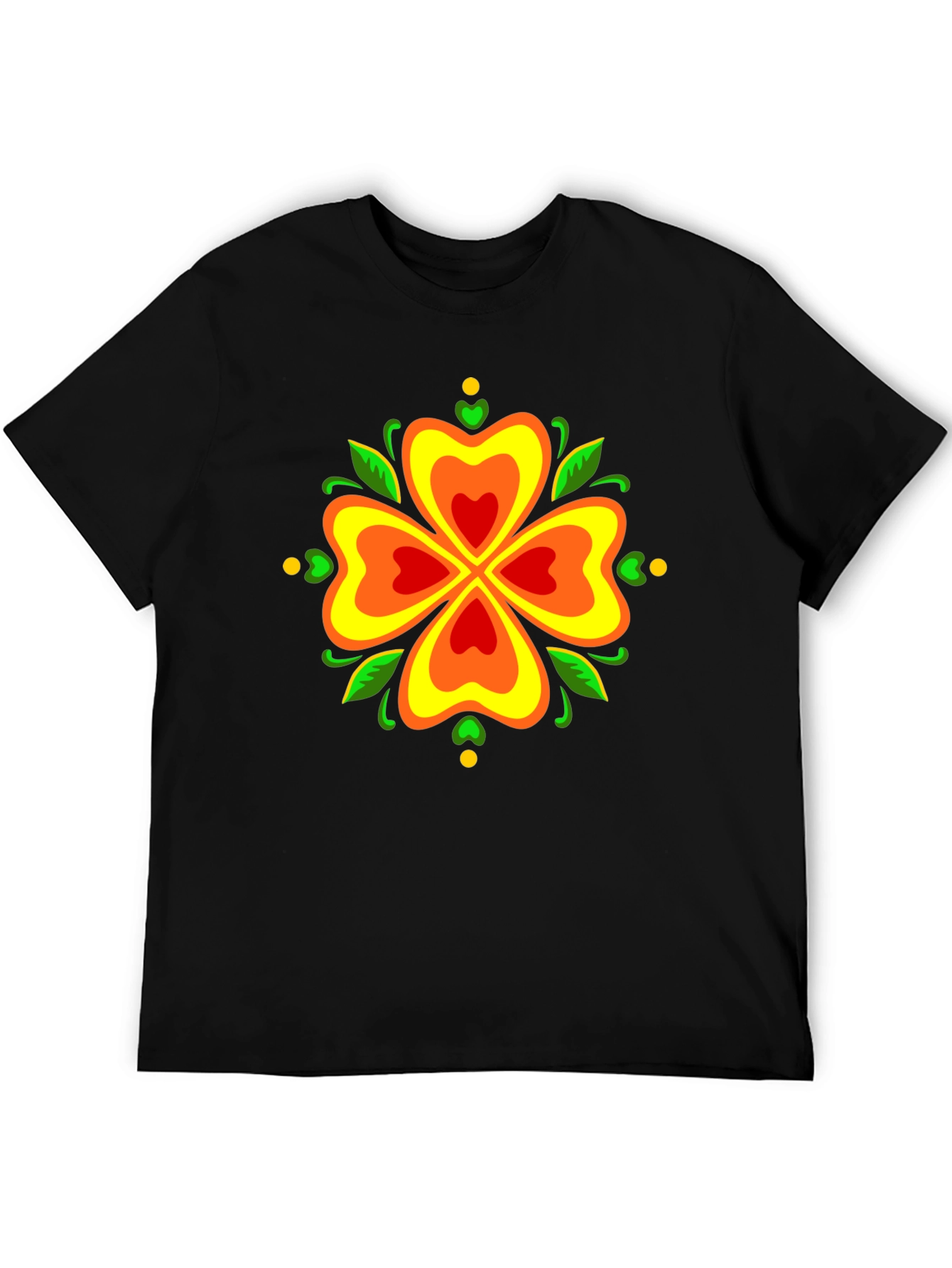 Floral Clover Graphic Tee - Stylish Black T-Shirt