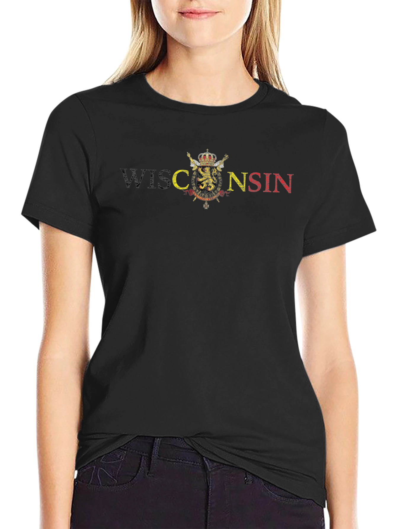 Wisconsin Graphic Print Black T-Shirt