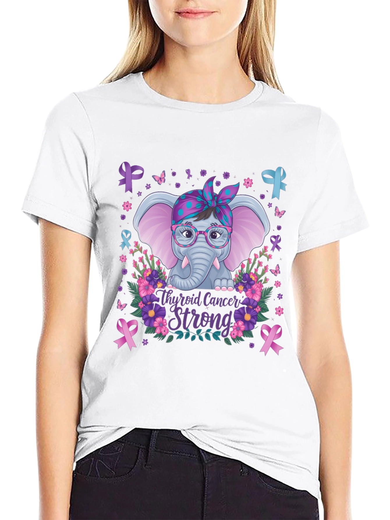 Thyroid Cancer Strong Elephant T-Shirt