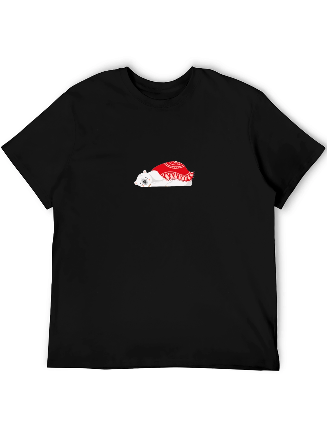 Cozy Bear Graphic Tee - Soft Black Cotton T-Shirt