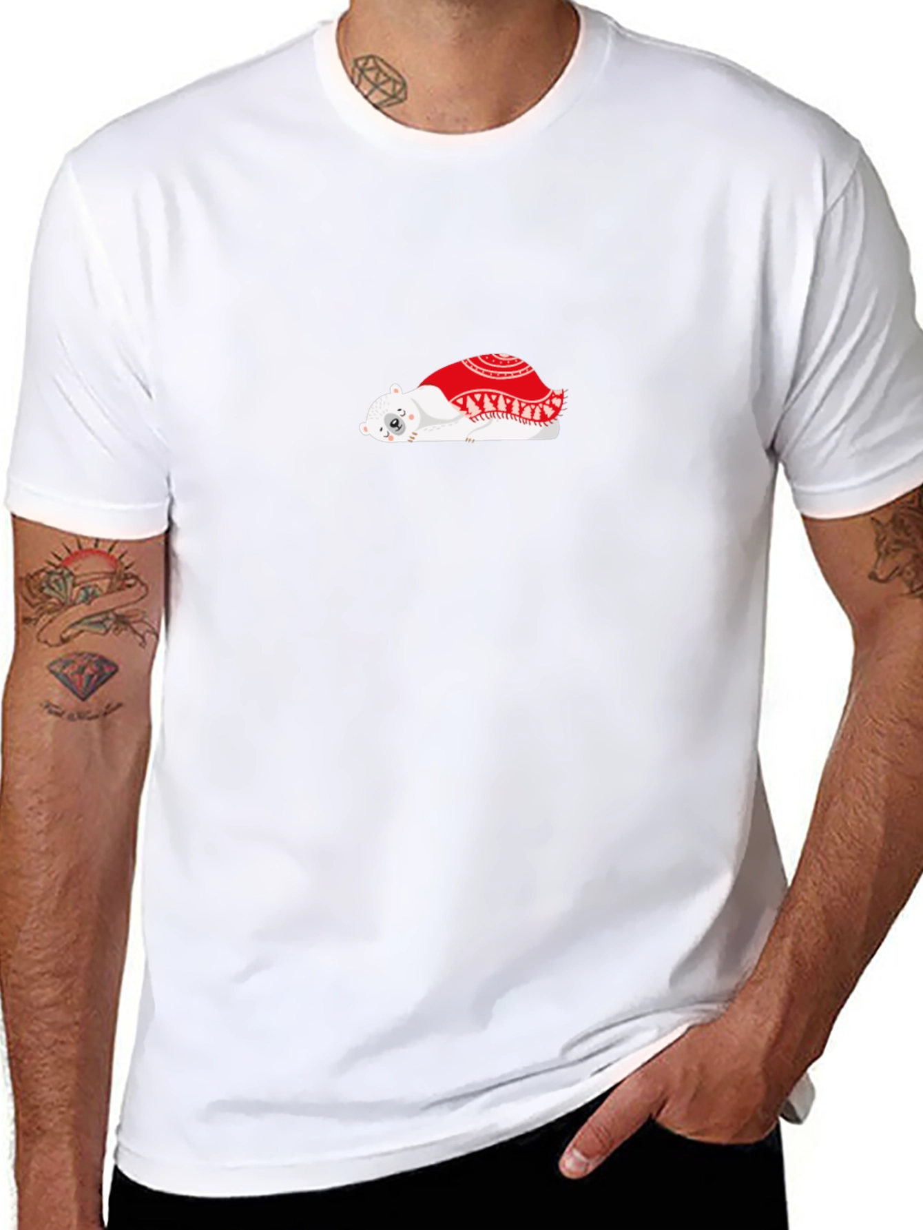 Cozy Bear Graphic Tee - Soft Black Cotton T-Shirt