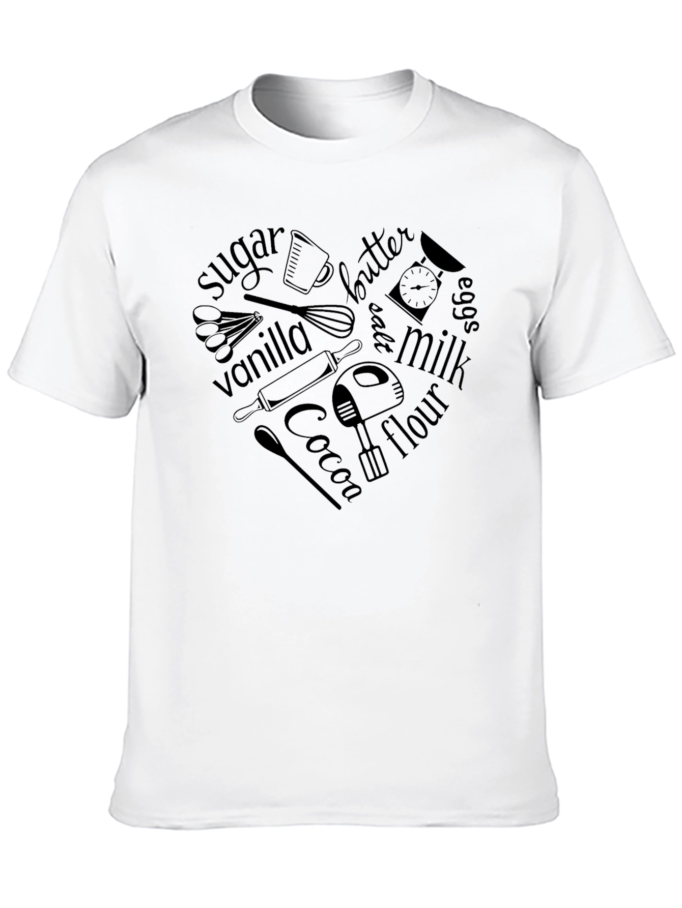 Baking Lovers Heart T-Shirt -  Baker Ingredients