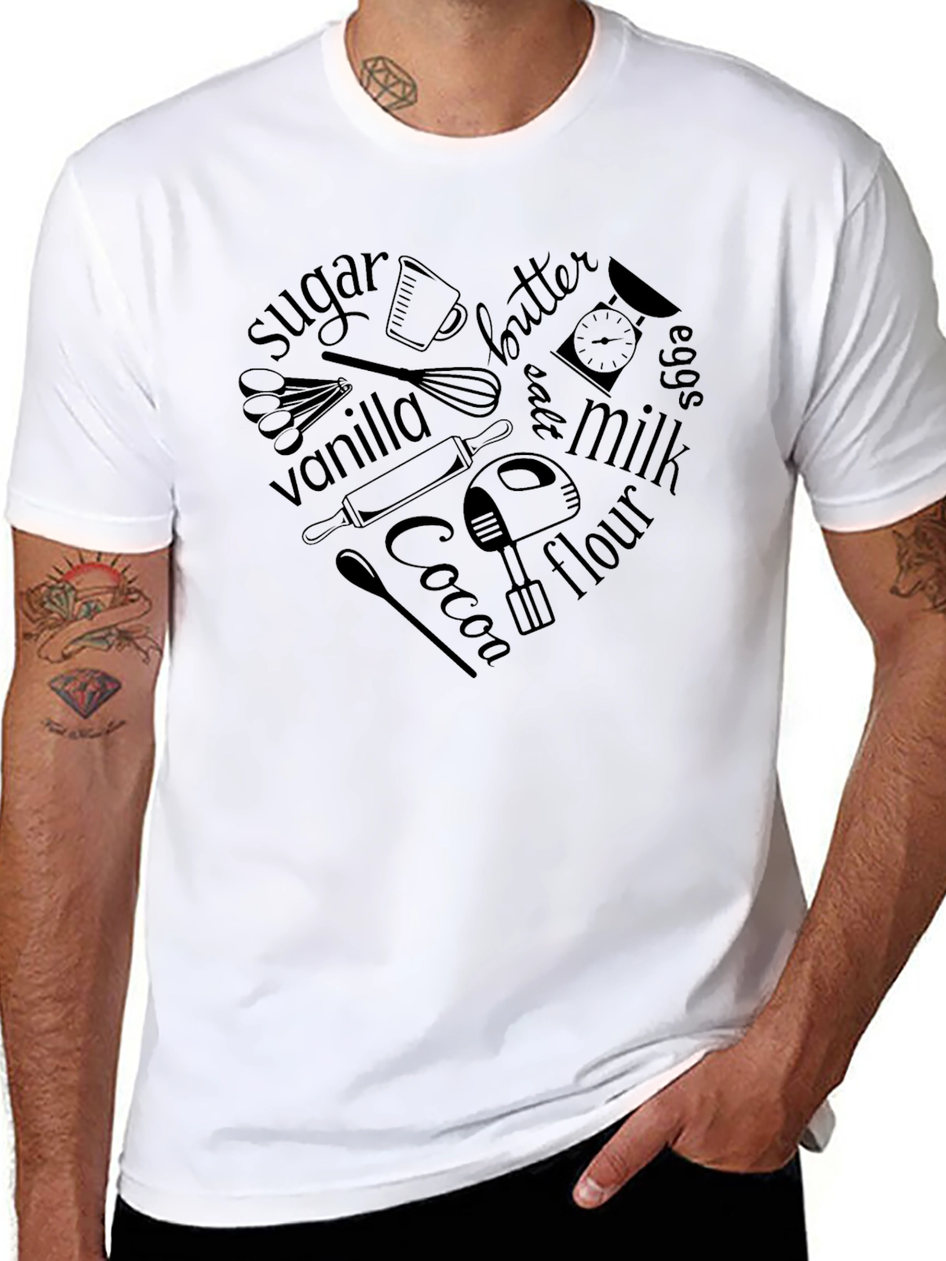 Baking Lovers Heart T-Shirt -  Baker Ingredients
