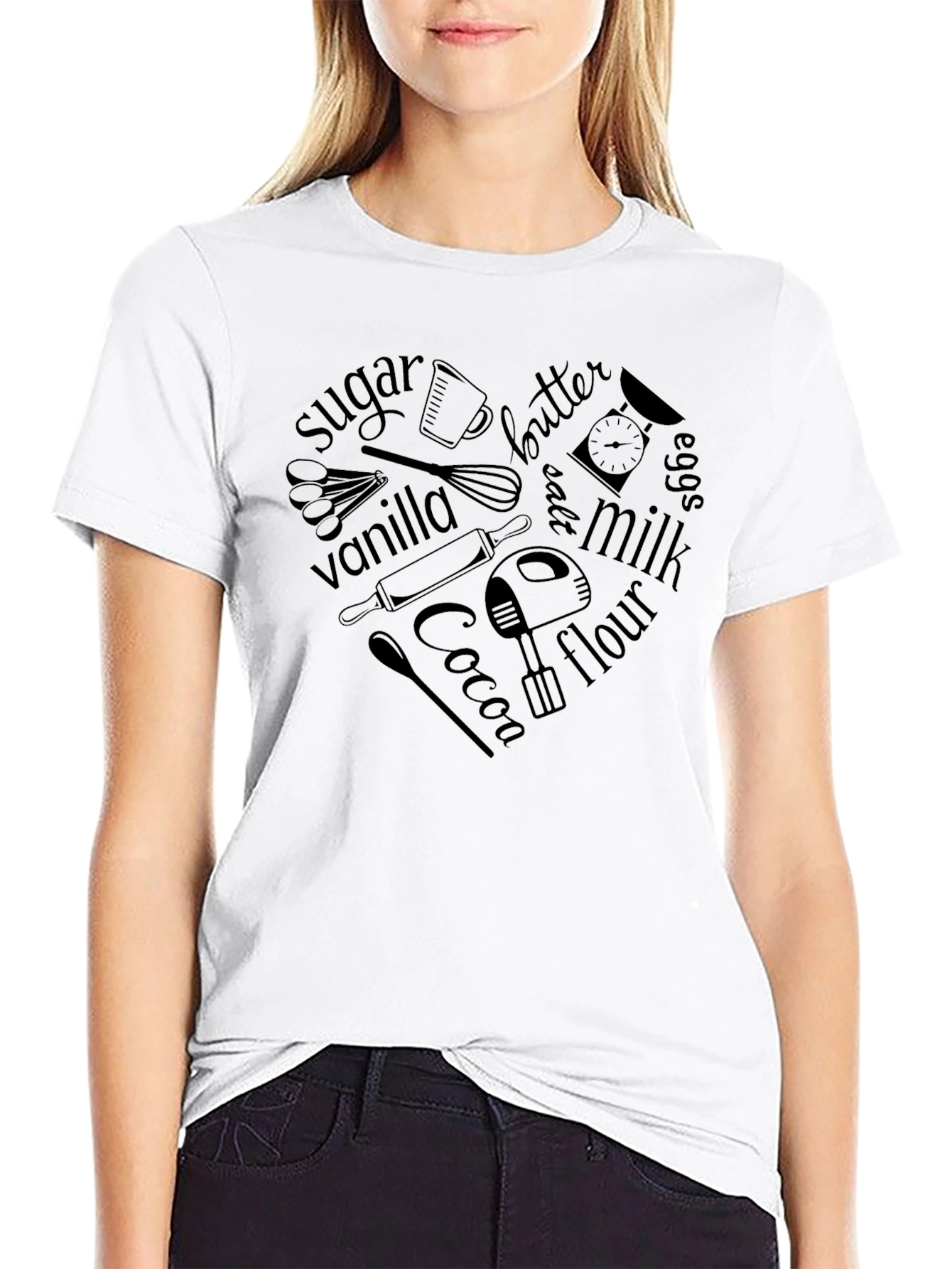 Baking Lovers Heart T-Shirt -  Baker Ingredients
