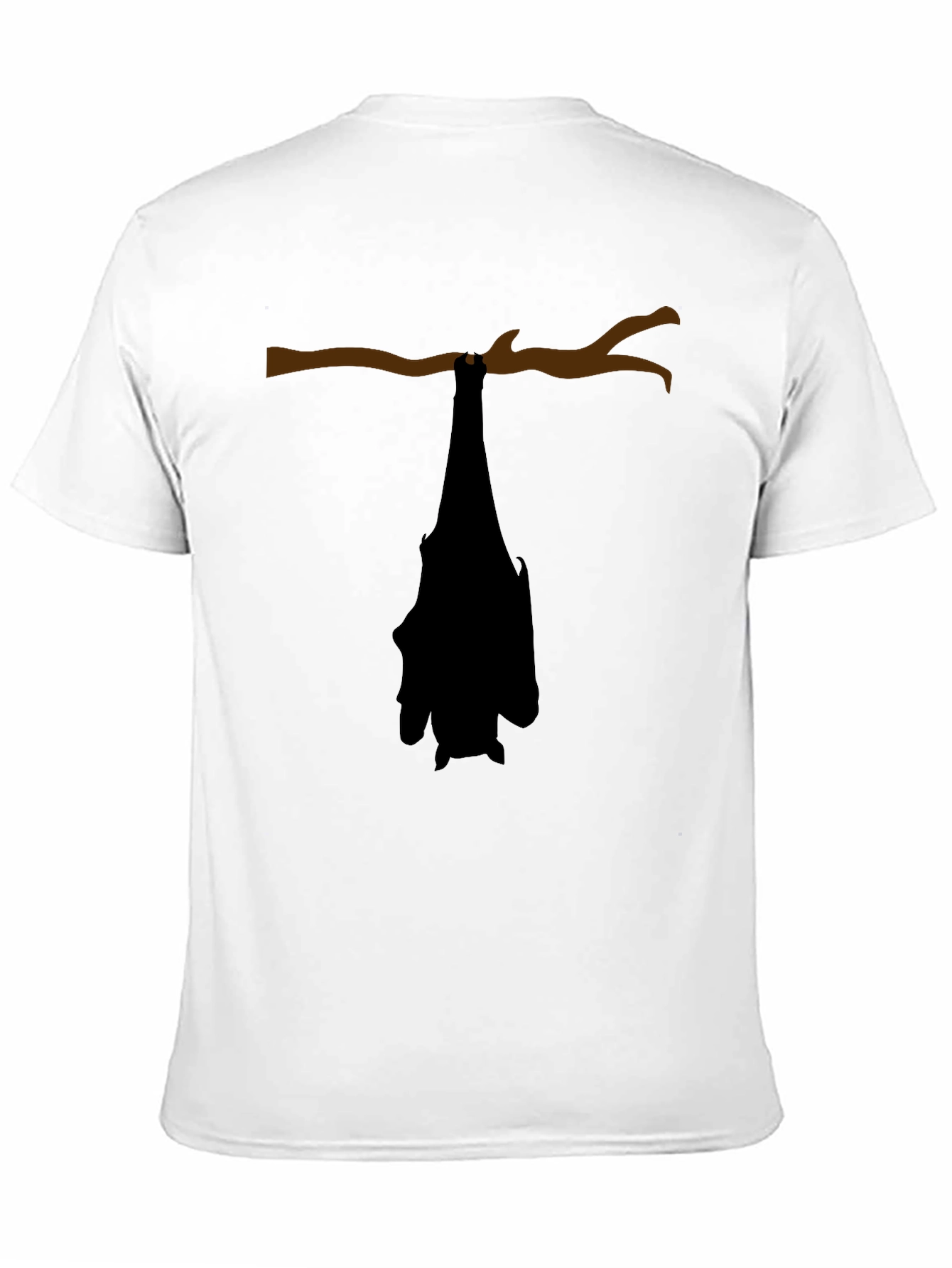 Hanging Bat Graphic Tee - Black Cotton Casual Top
