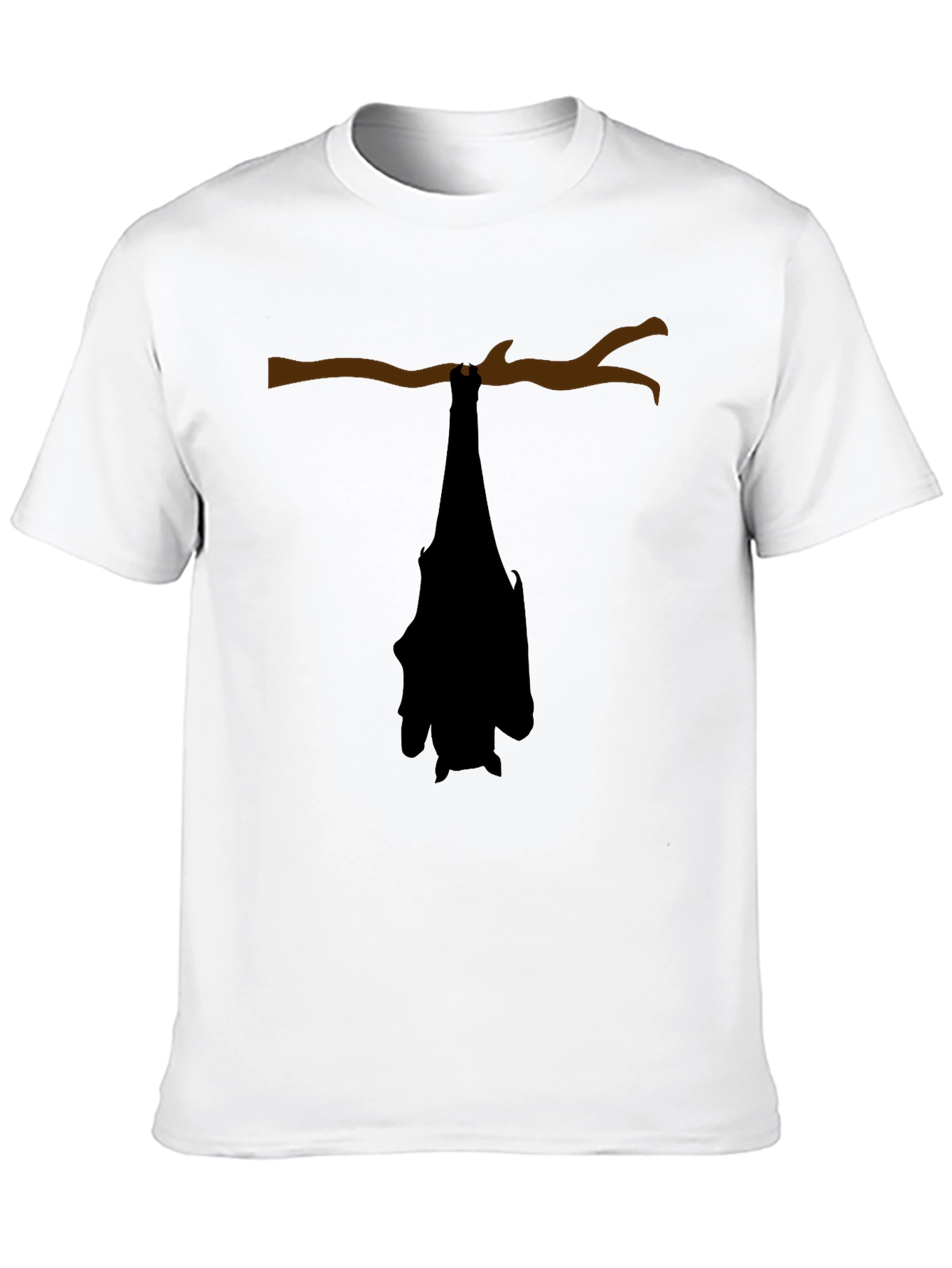 Hanging Bat Graphic Tee - Black Cotton Casual Top