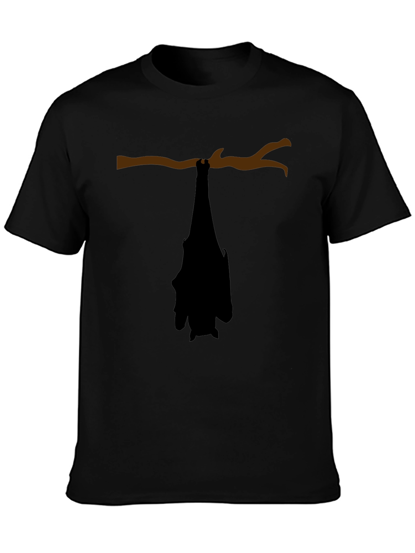 Hanging Bat Graphic Tee - Black Cotton Casual Top