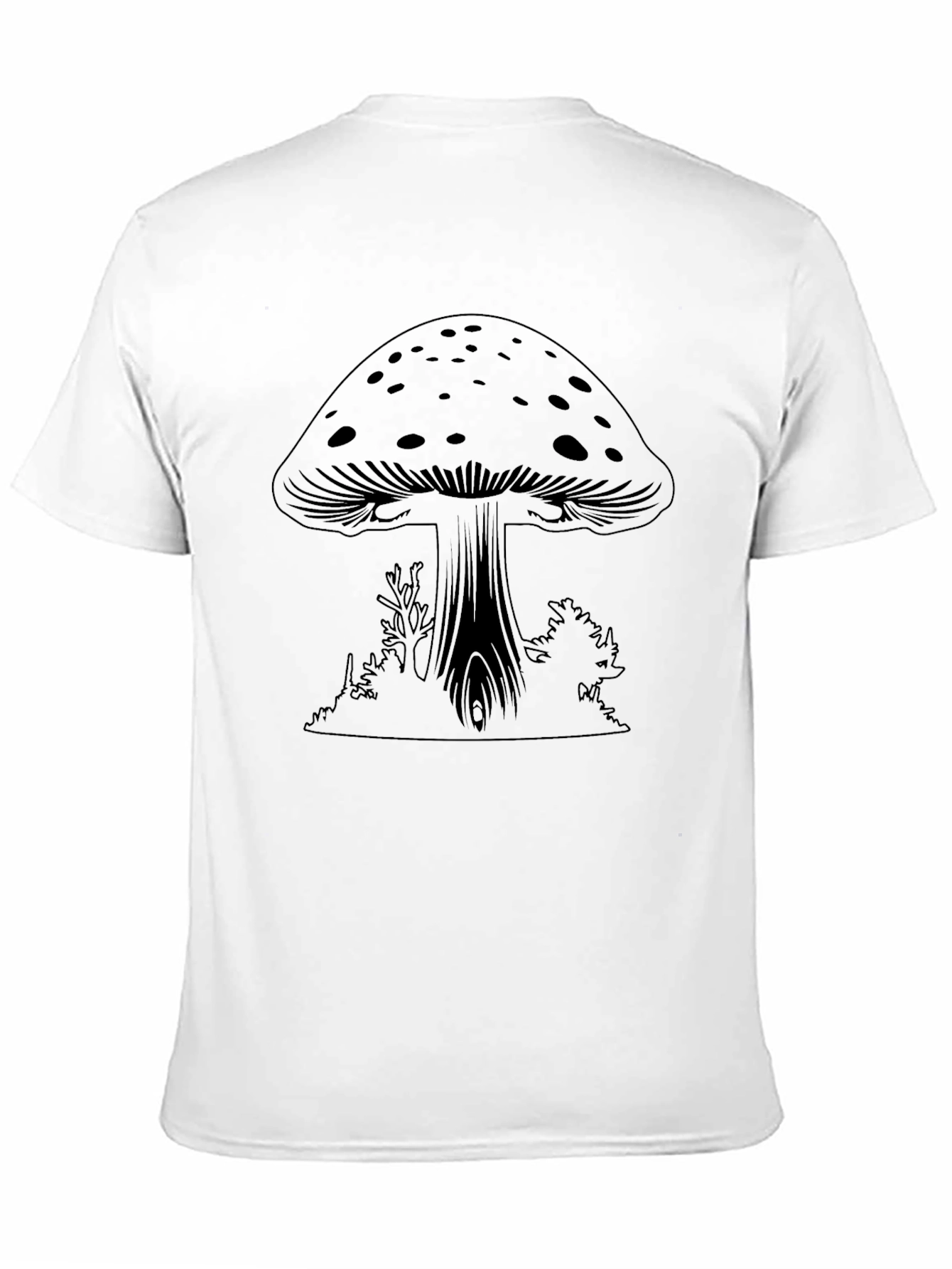 Mushroom Graphic Tee - Black Cotton Casual Wear