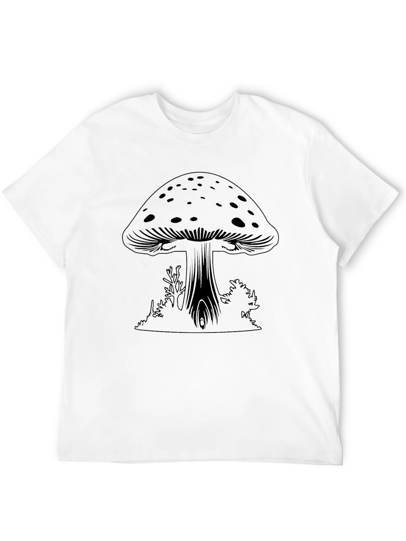 Mushroom Graphic Tee - Black Cotton Casual Wear