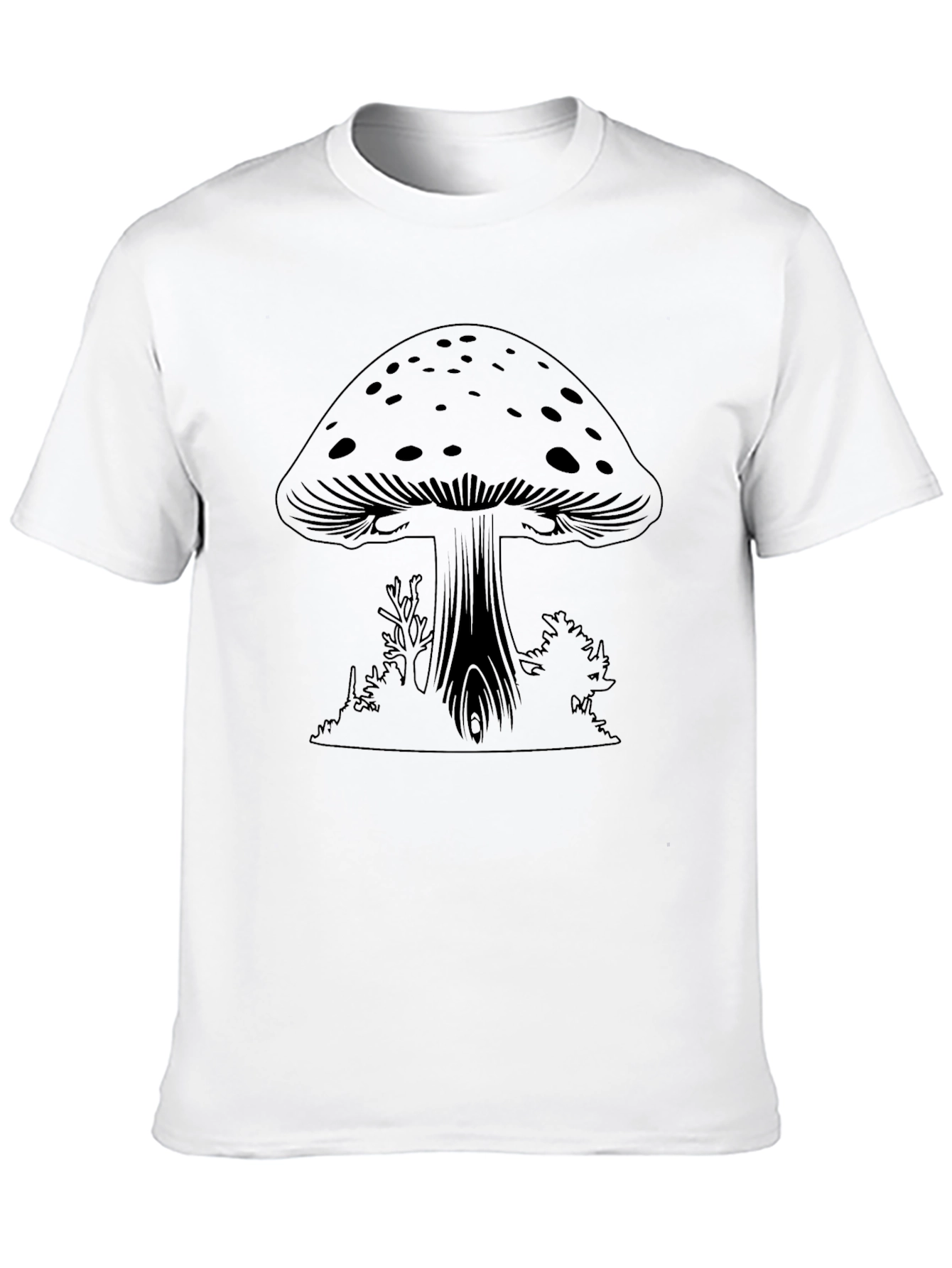 Mushroom Graphic Tee - Black Cotton Casual Wear