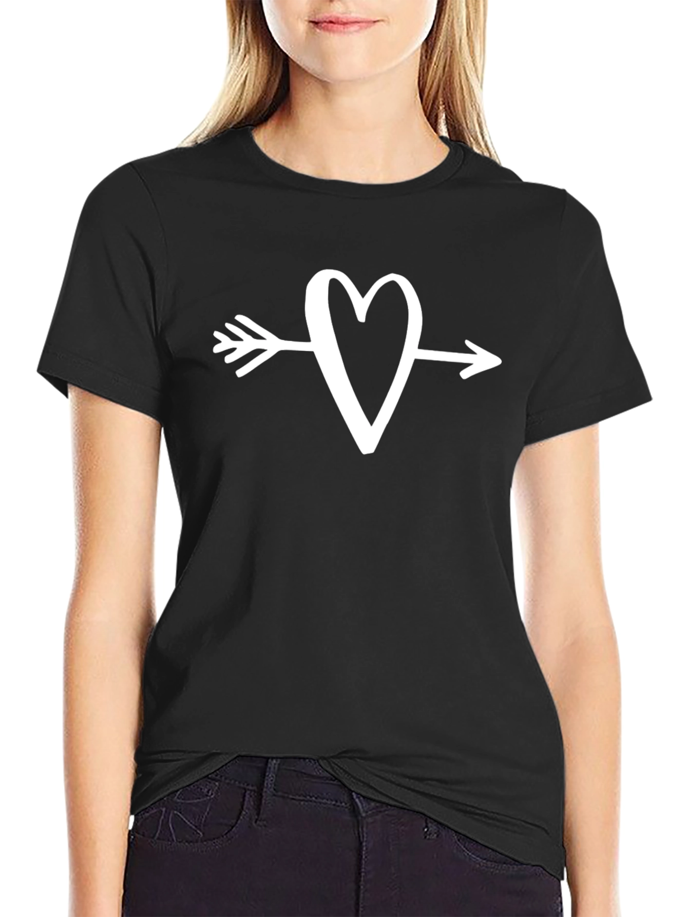Heart Arrow Graphic Tee - Stylish Black Shirt