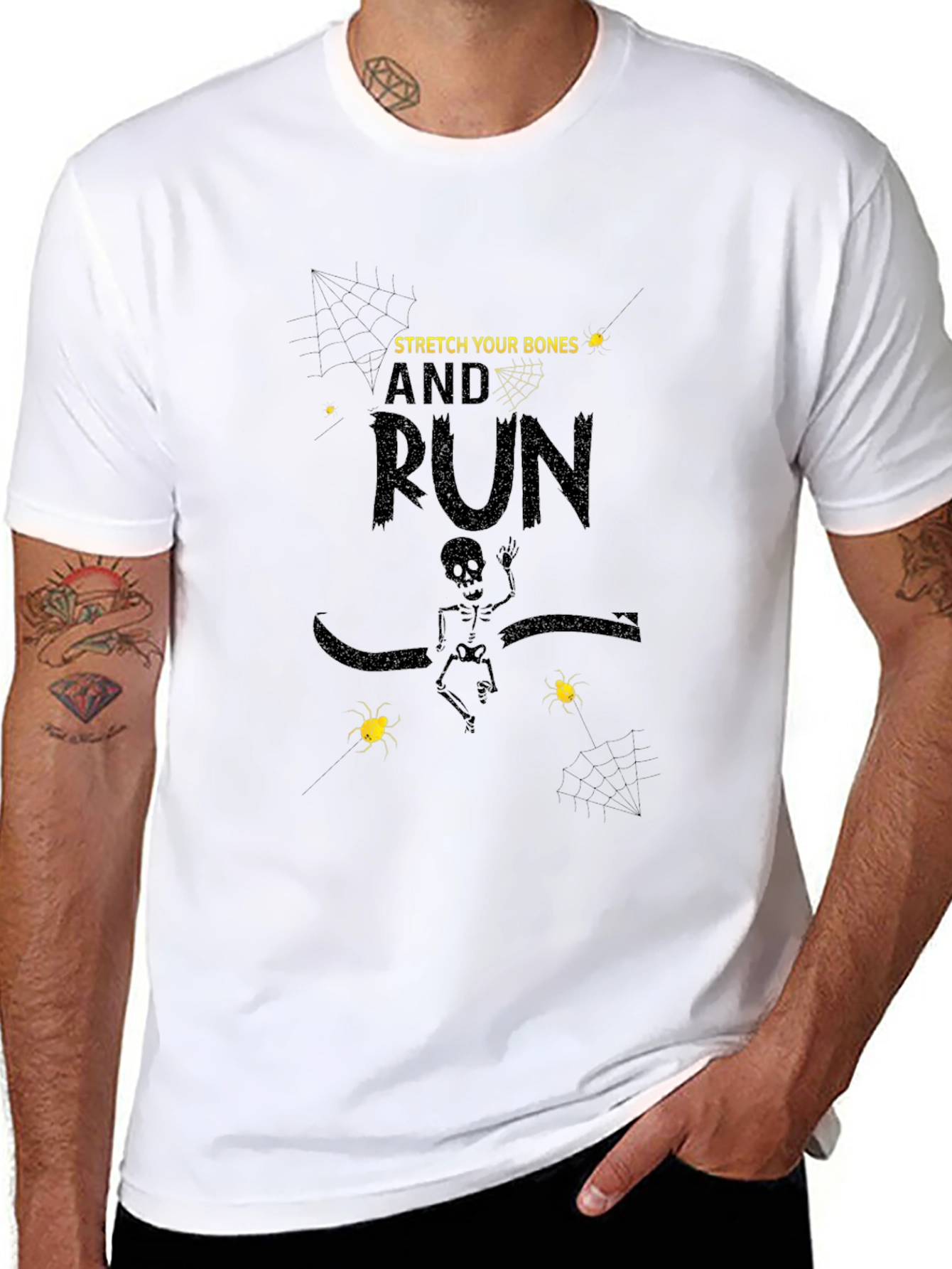 Stretch Your Bones and Run Black Graphic Tee