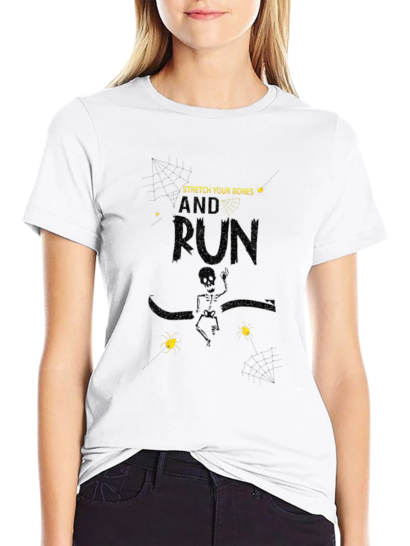 Stretch Your Bones and Run Black Graphic Tee