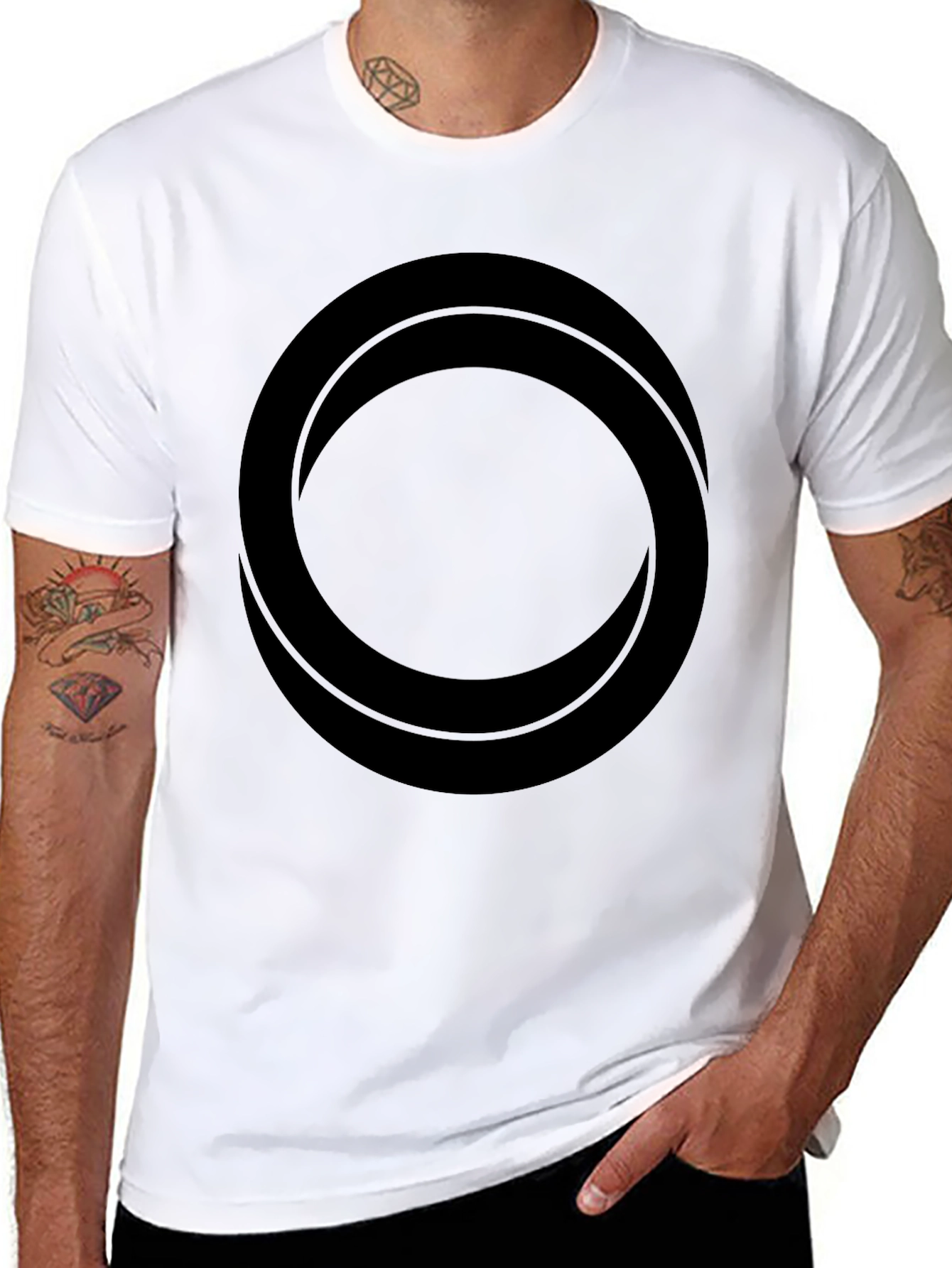 Mens Black Circle Graphic T-Shirt