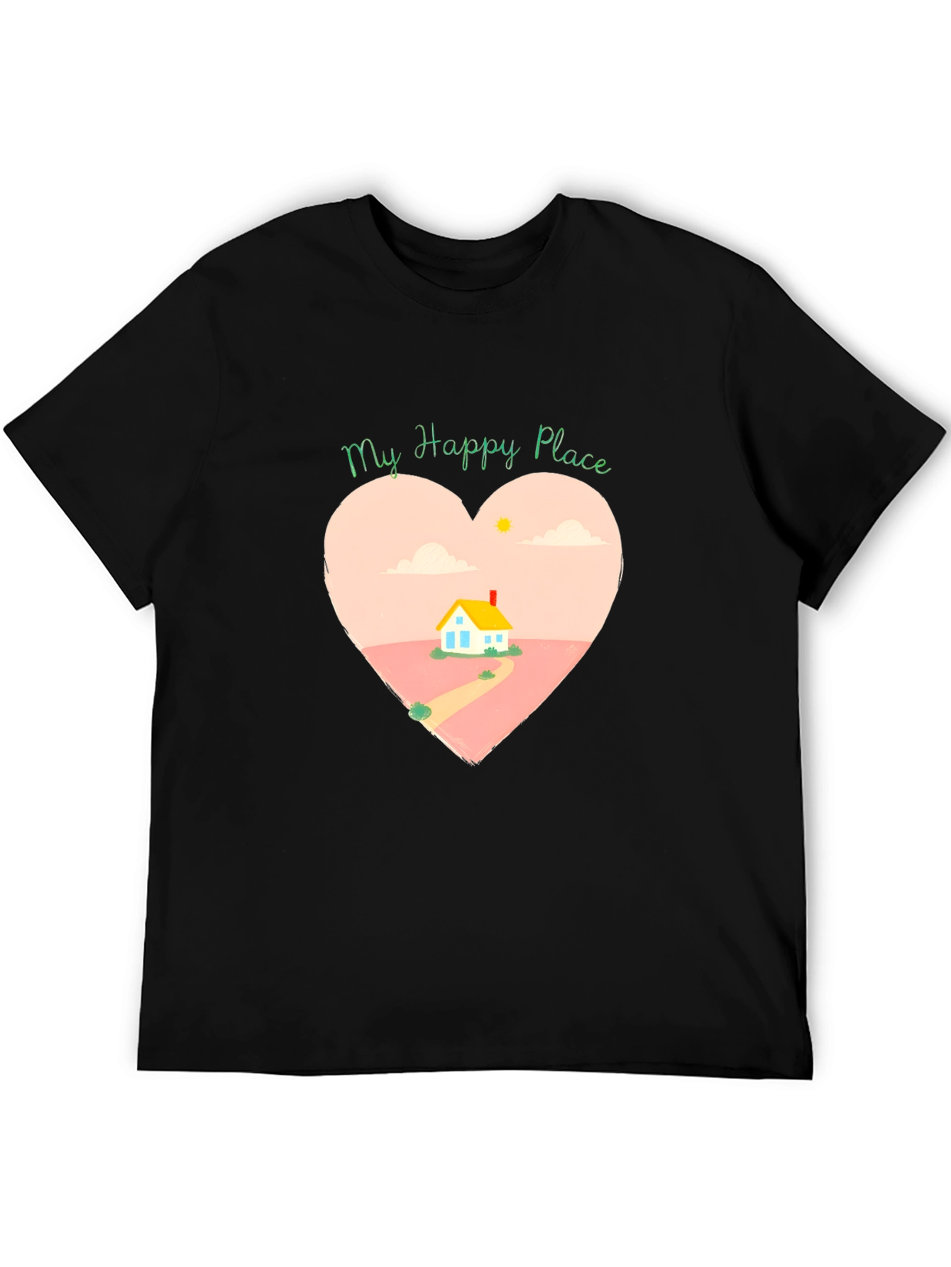 My Happy Place Heart Graphic Tee - Black