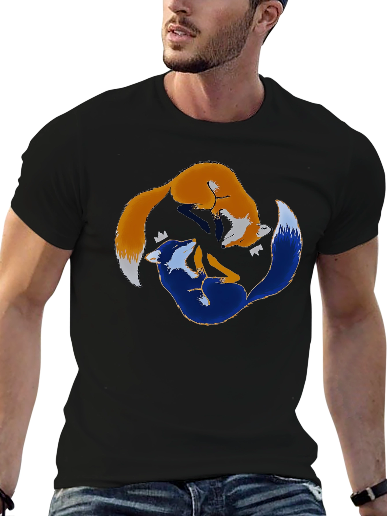 Yin Yang Foxes Graphic T-Shirt