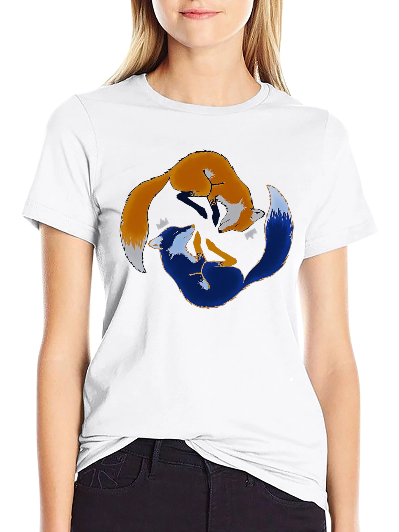Yin Yang Foxes Graphic T-Shirt