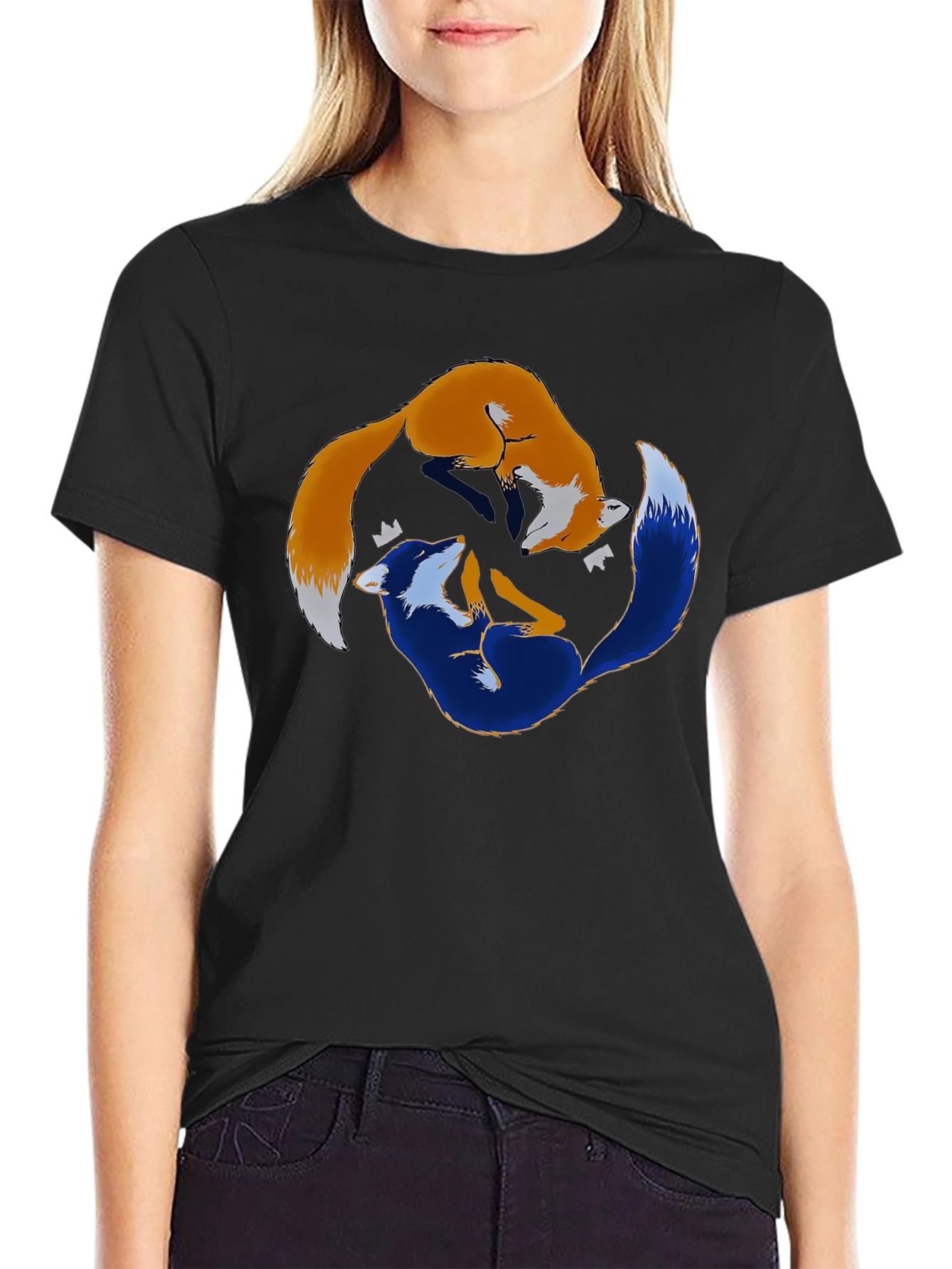Yin Yang Foxes Graphic T-Shirt