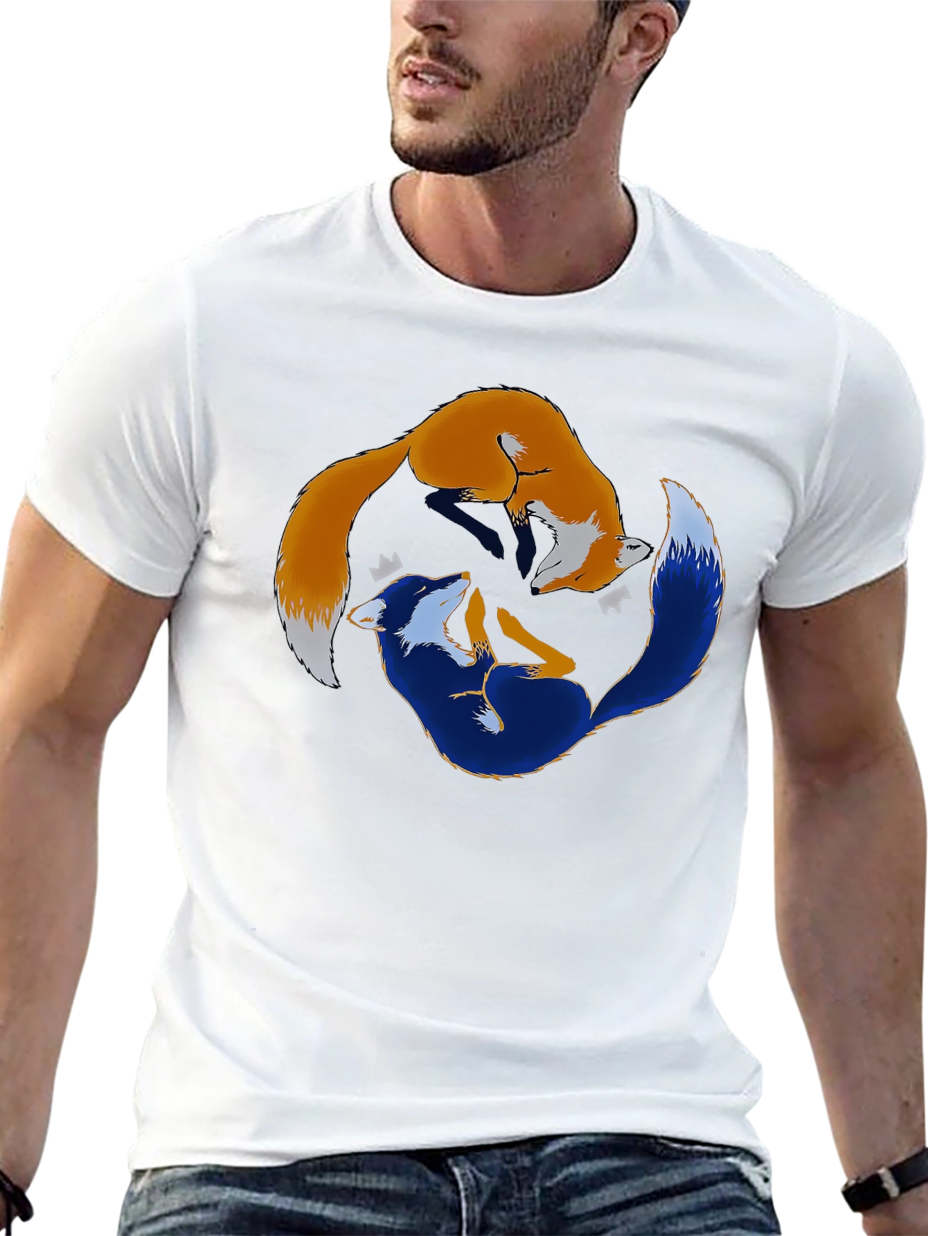 Yin Yang Foxes Graphic T-Shirt