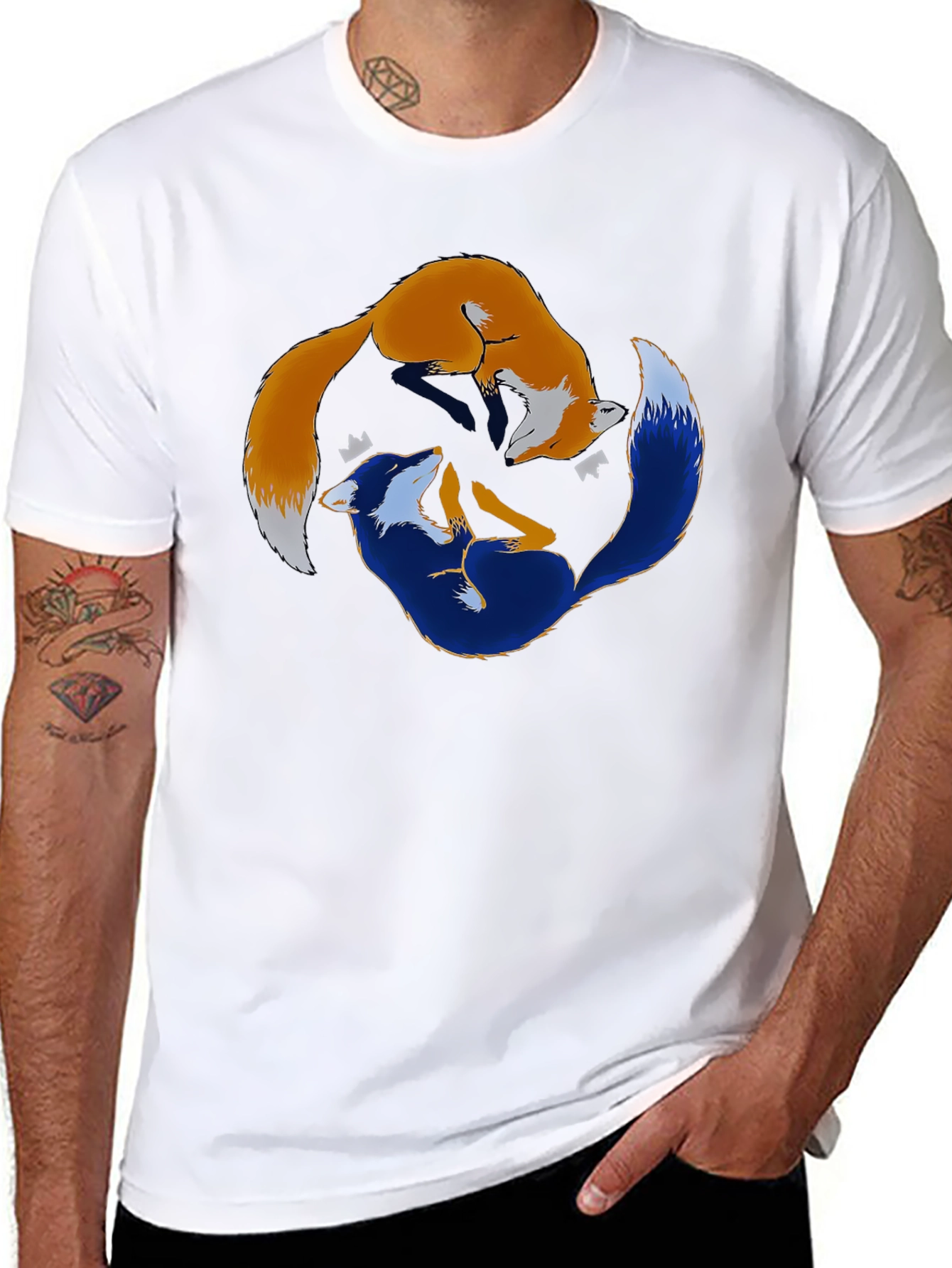 Yin Yang Foxes Graphic T-Shirt