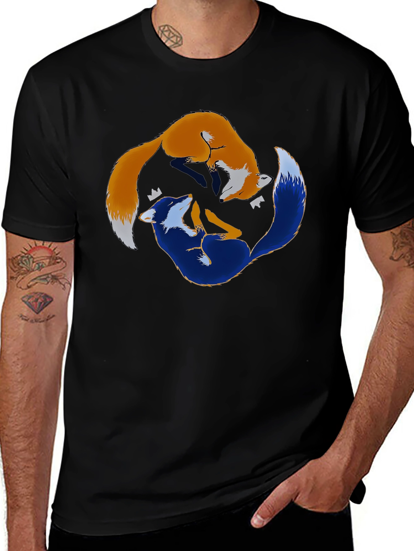 Yin Yang Foxes Graphic T-Shirt