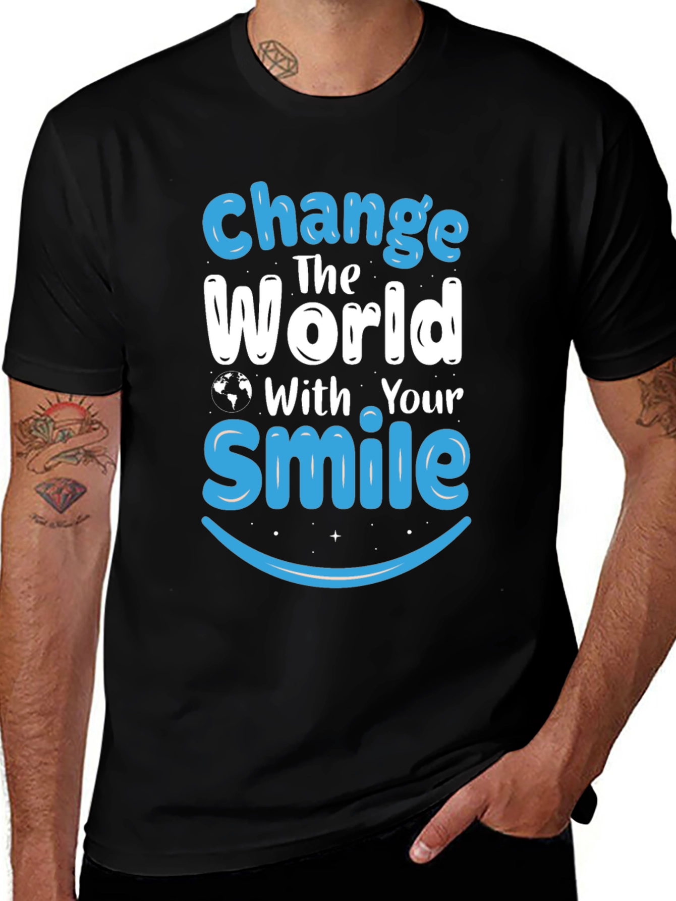 Change The World With Your Smile Black T-Shirt