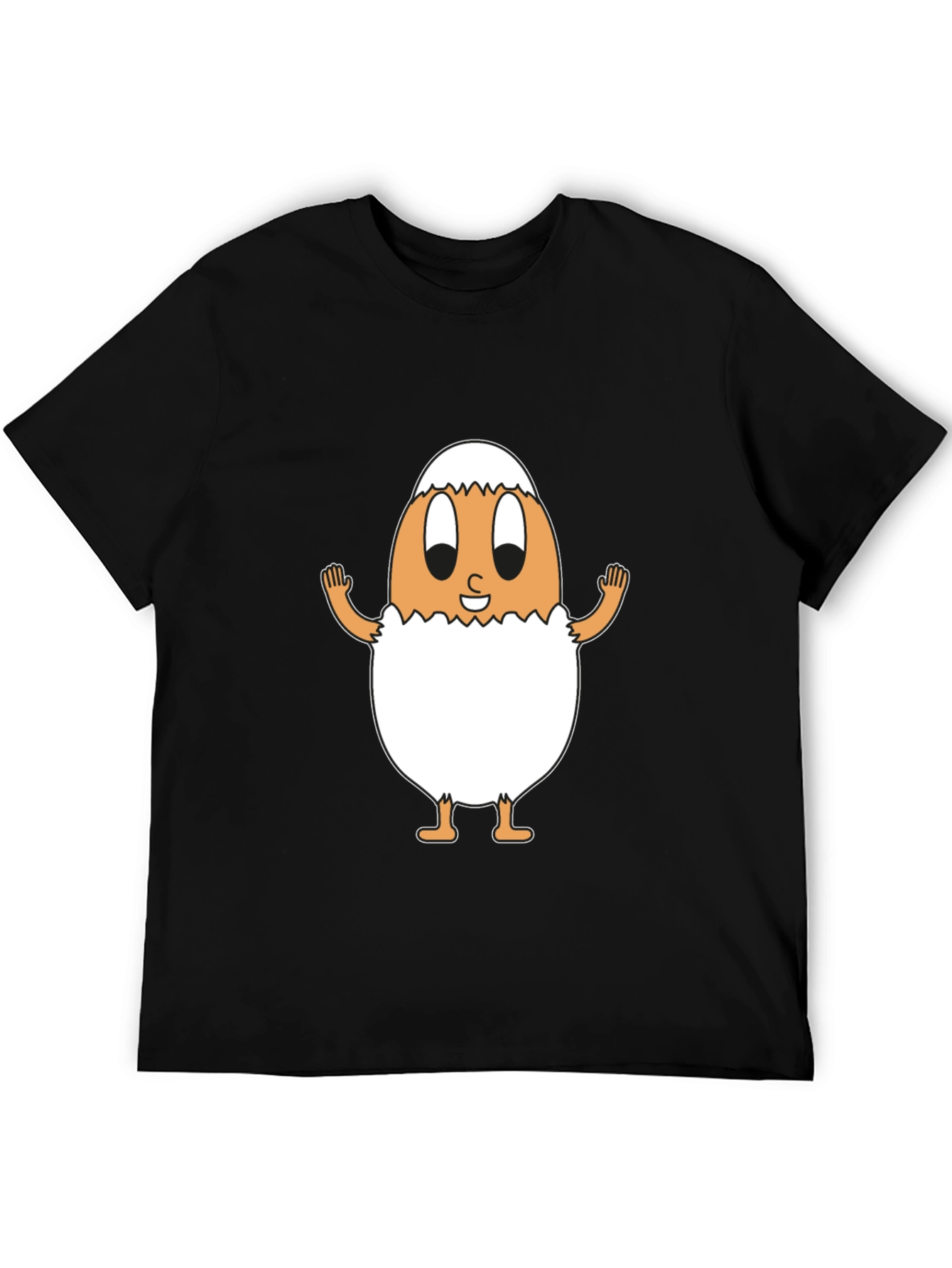 Funny Egg Cartoon Black T-Shirt