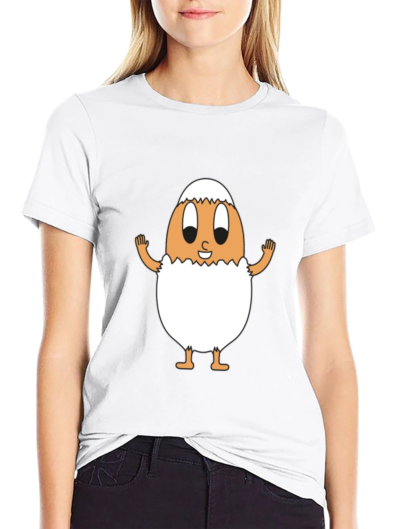 Funny Egg Cartoon Black T-Shirt