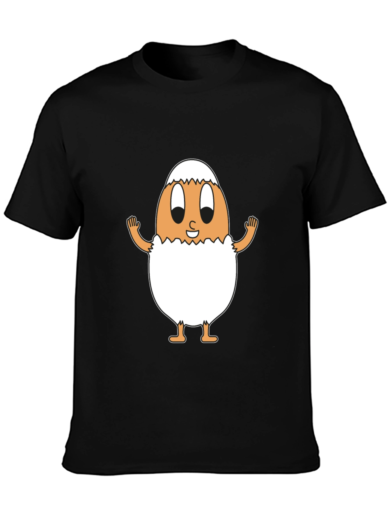 Funny Egg Cartoon Black T-Shirt