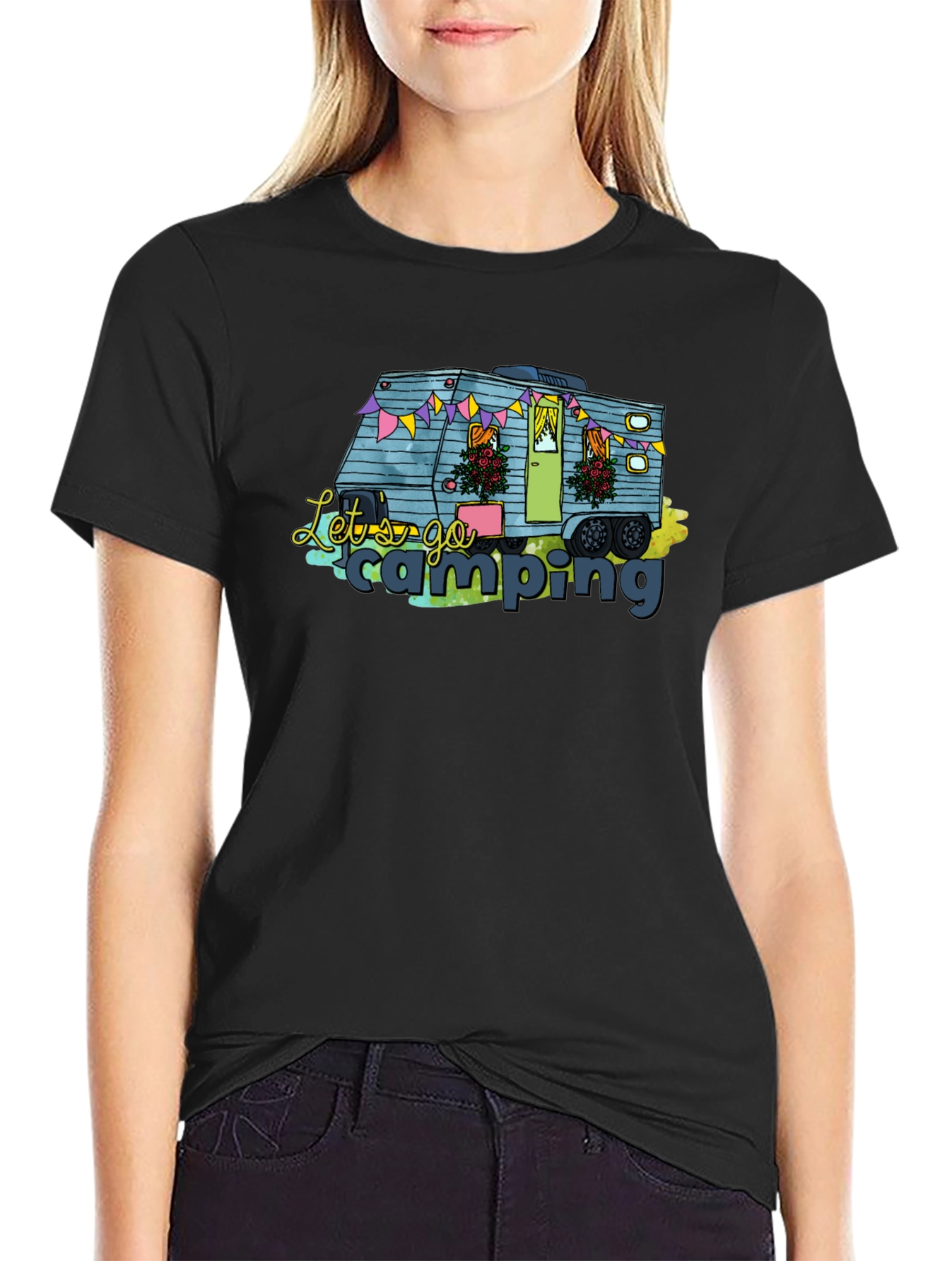 Lets Go Camping Camper Graphic T-Shirt