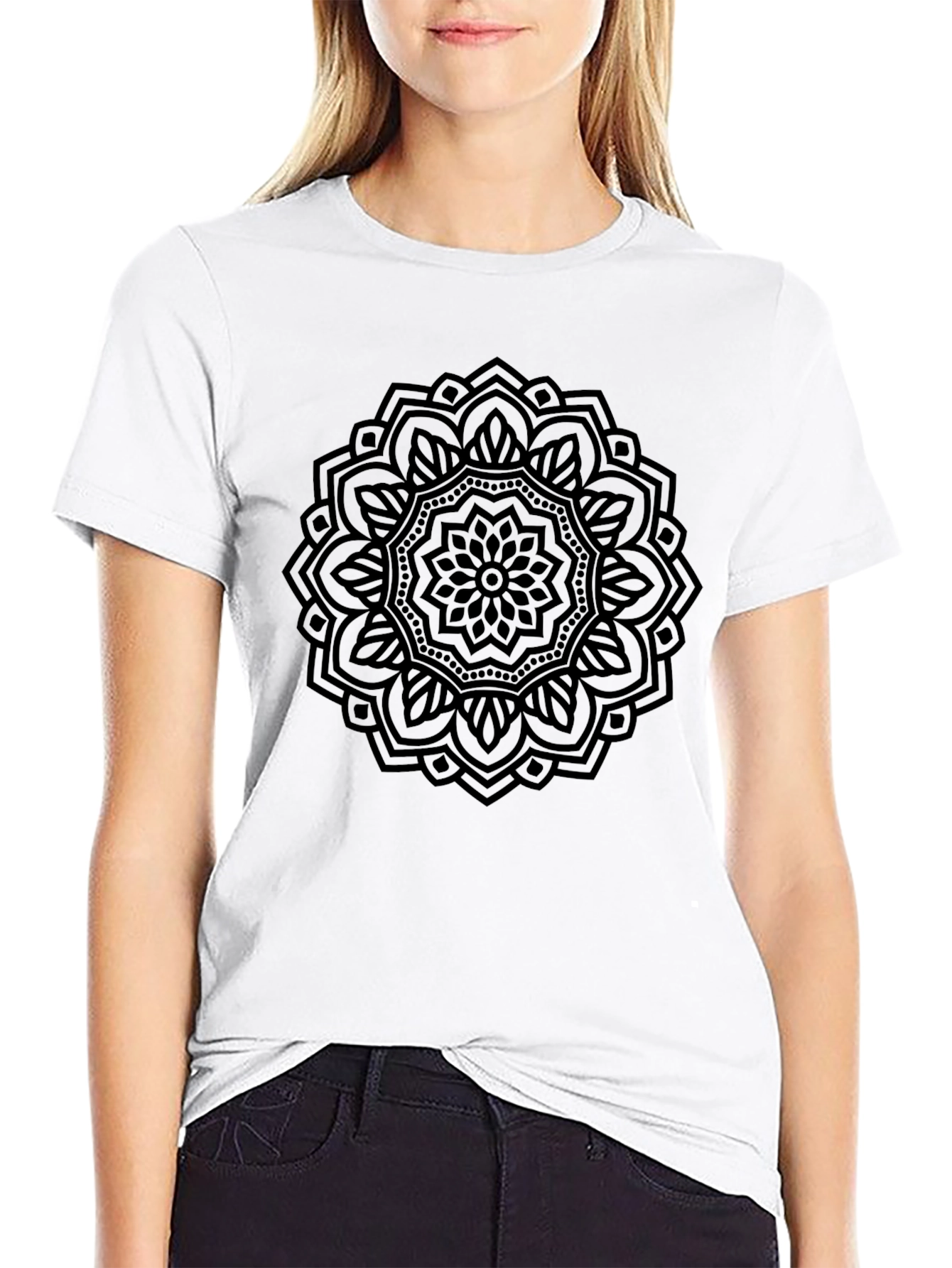 Black Mandala Graphic T-Shirt - Casual Style