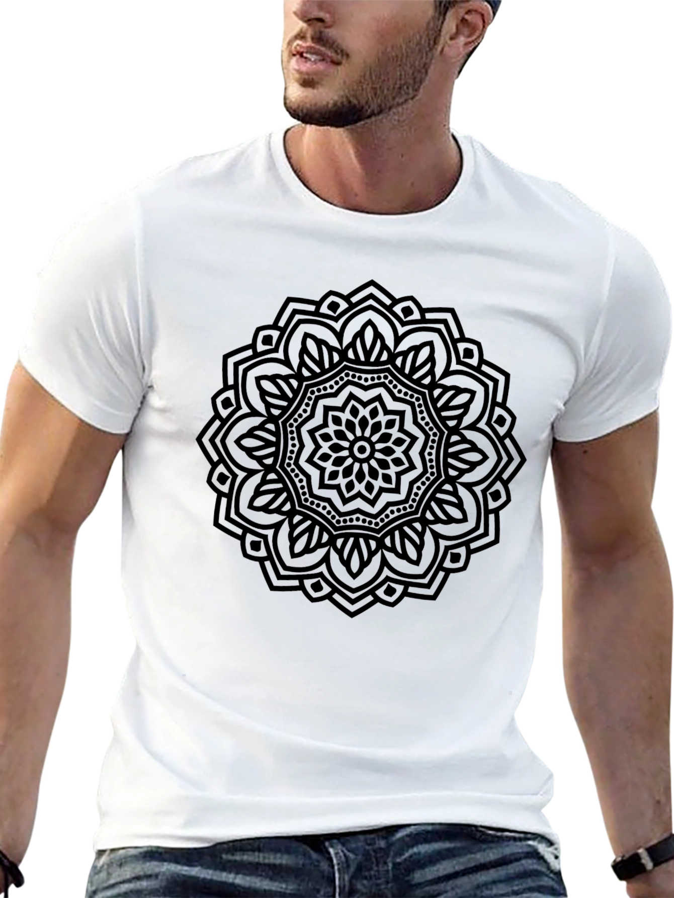 Black Mandala Graphic T-Shirt - Casual Style