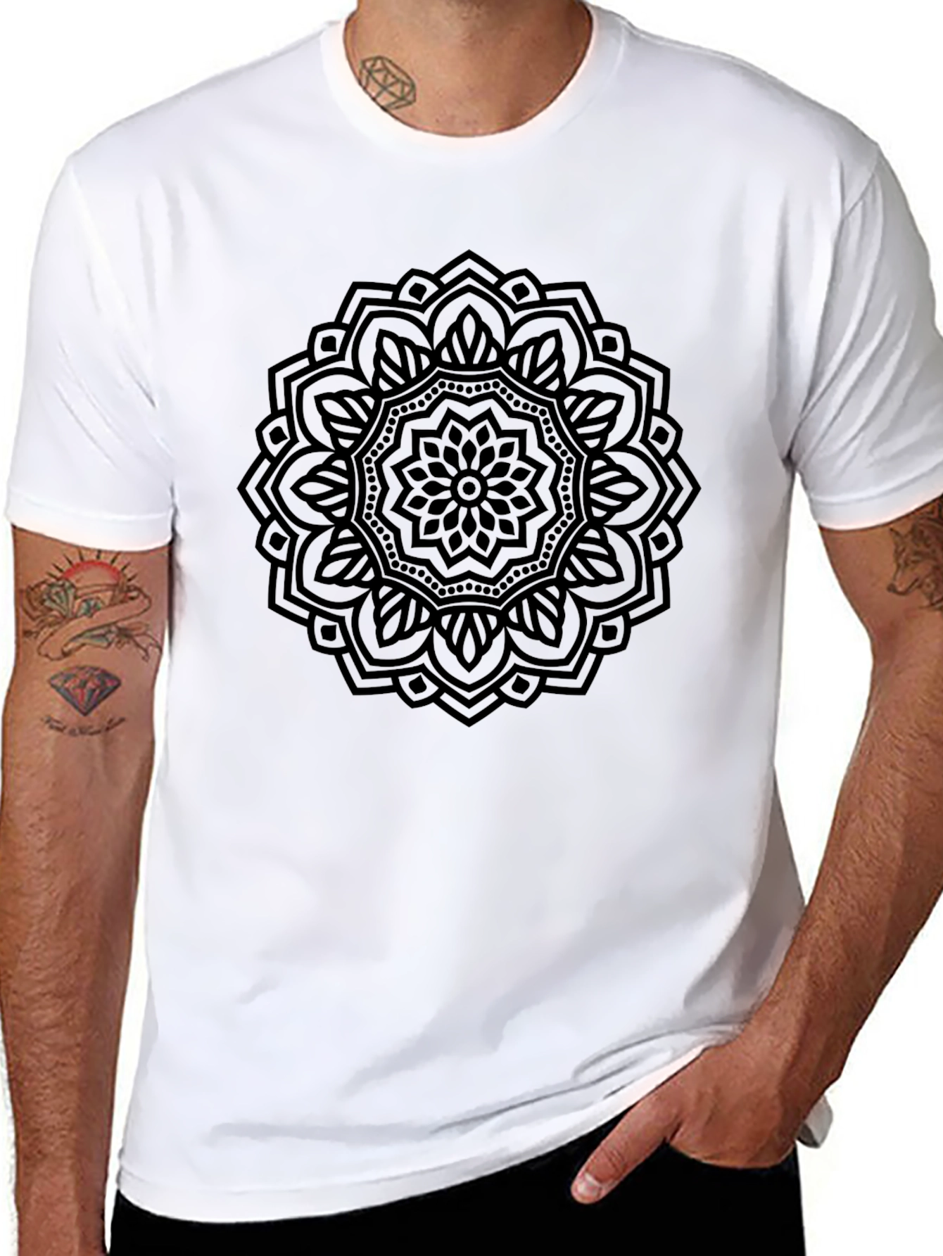 Black Mandala Graphic T-Shirt - Casual Style